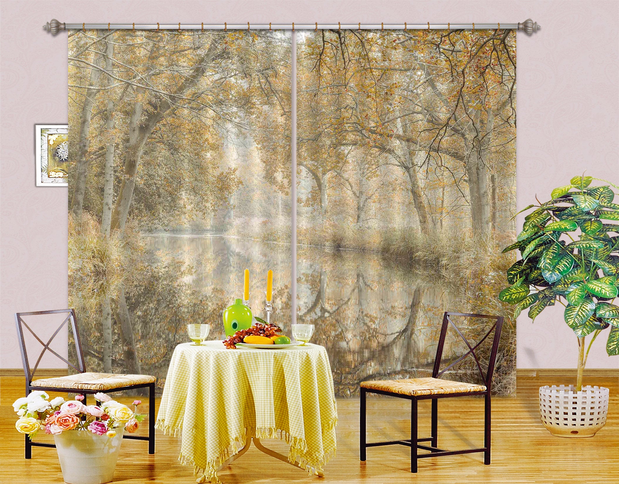3D Riverside Trees 6355 Assaf Frank Curtain Curtains Drapes