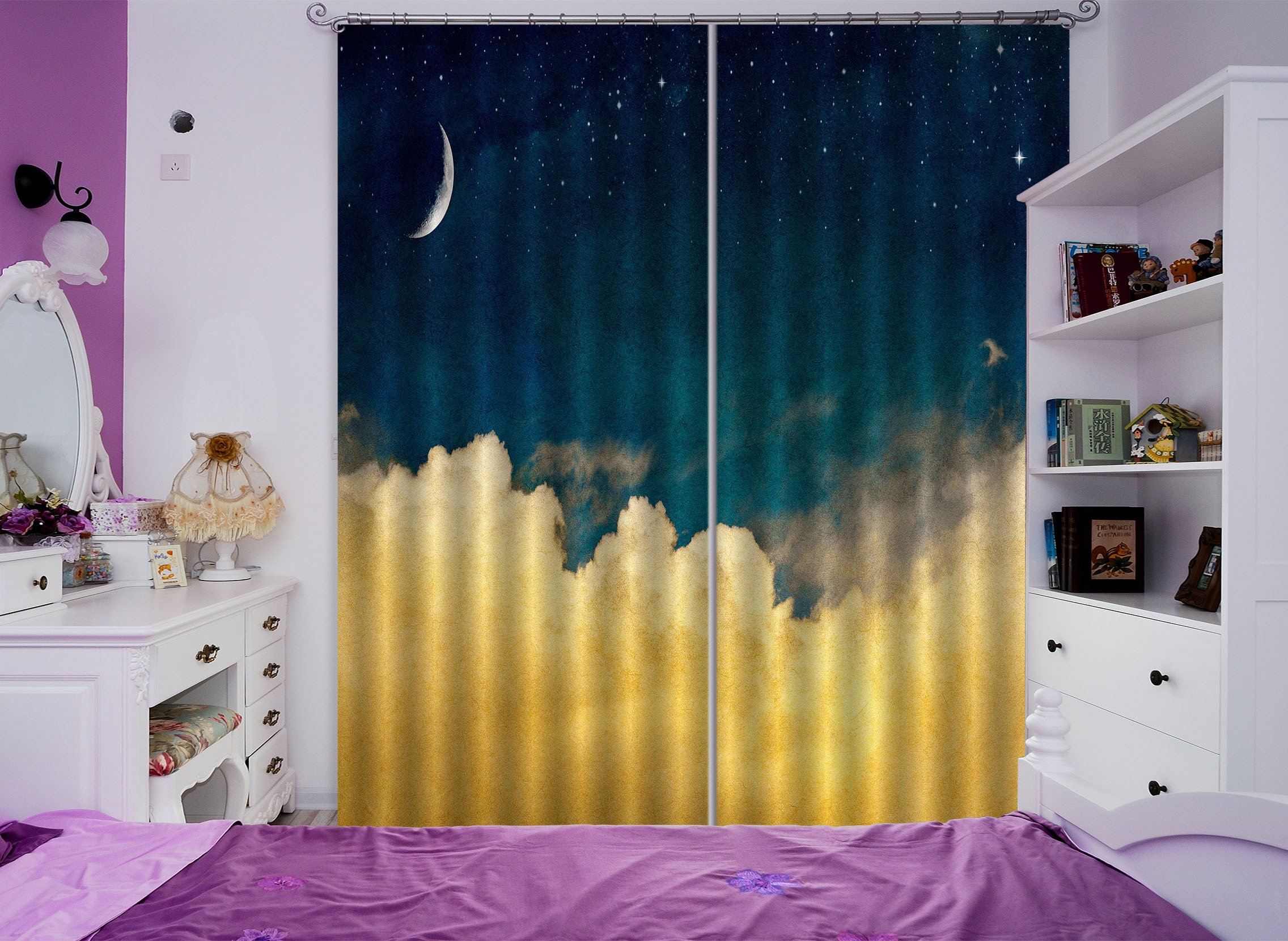 3D Stars Sky Clouds 688 Curtains Drapes Wallpaper AJ Wallpaper 