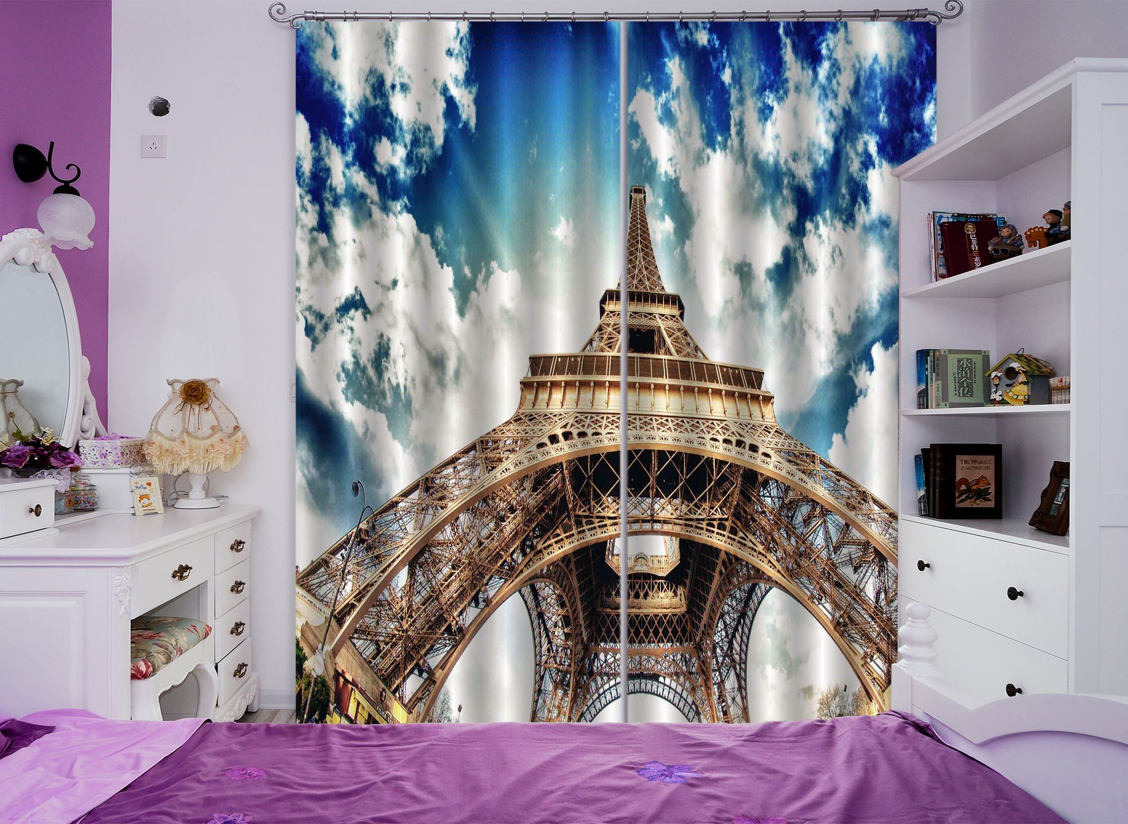 3D Eiffel Tower 756 Curtains Drapes Wallpaper AJ Wallpaper 