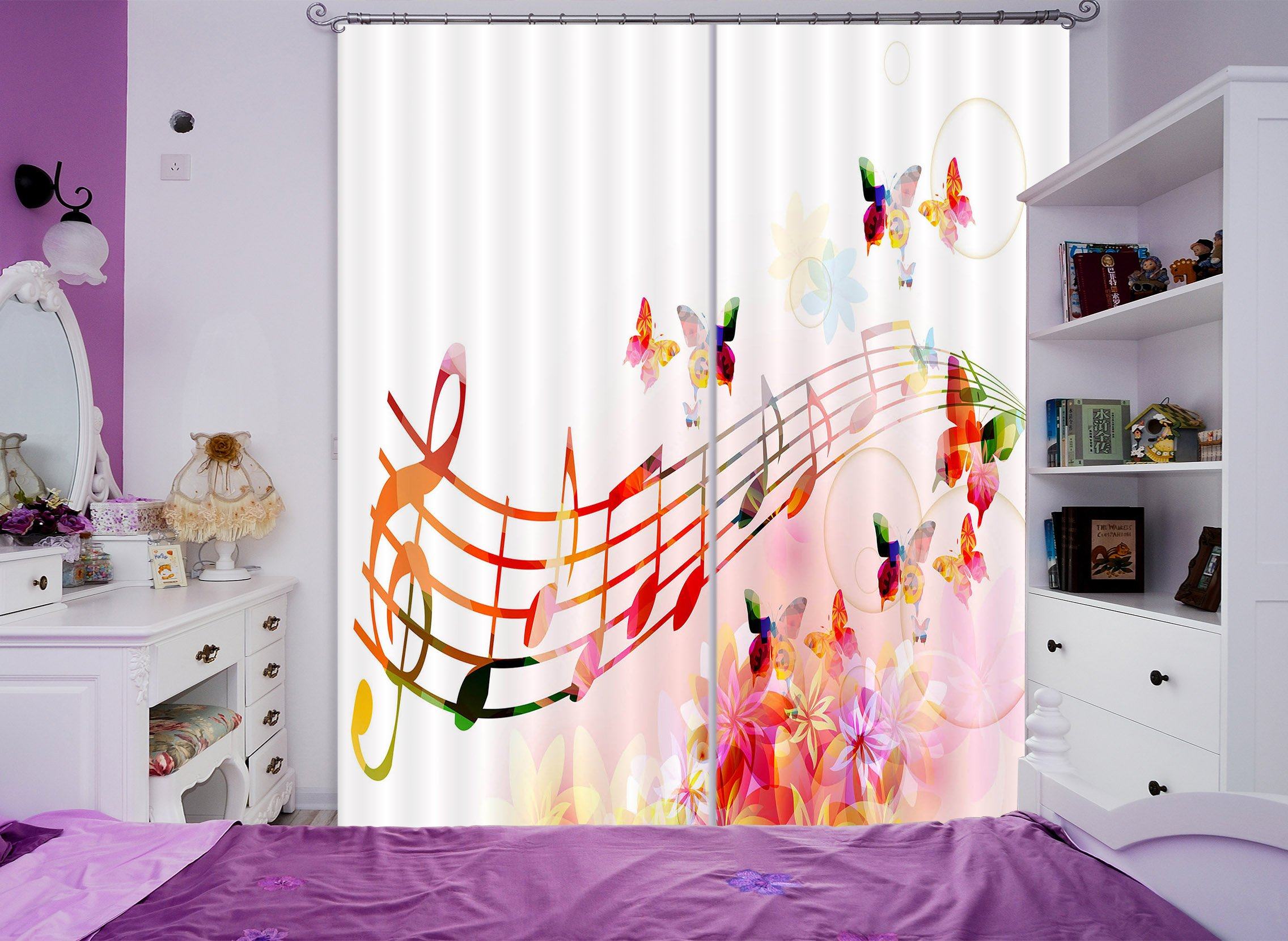 3D Dancing Music Stave 2268 Curtains Drapes Wallpaper AJ Wallpaper 