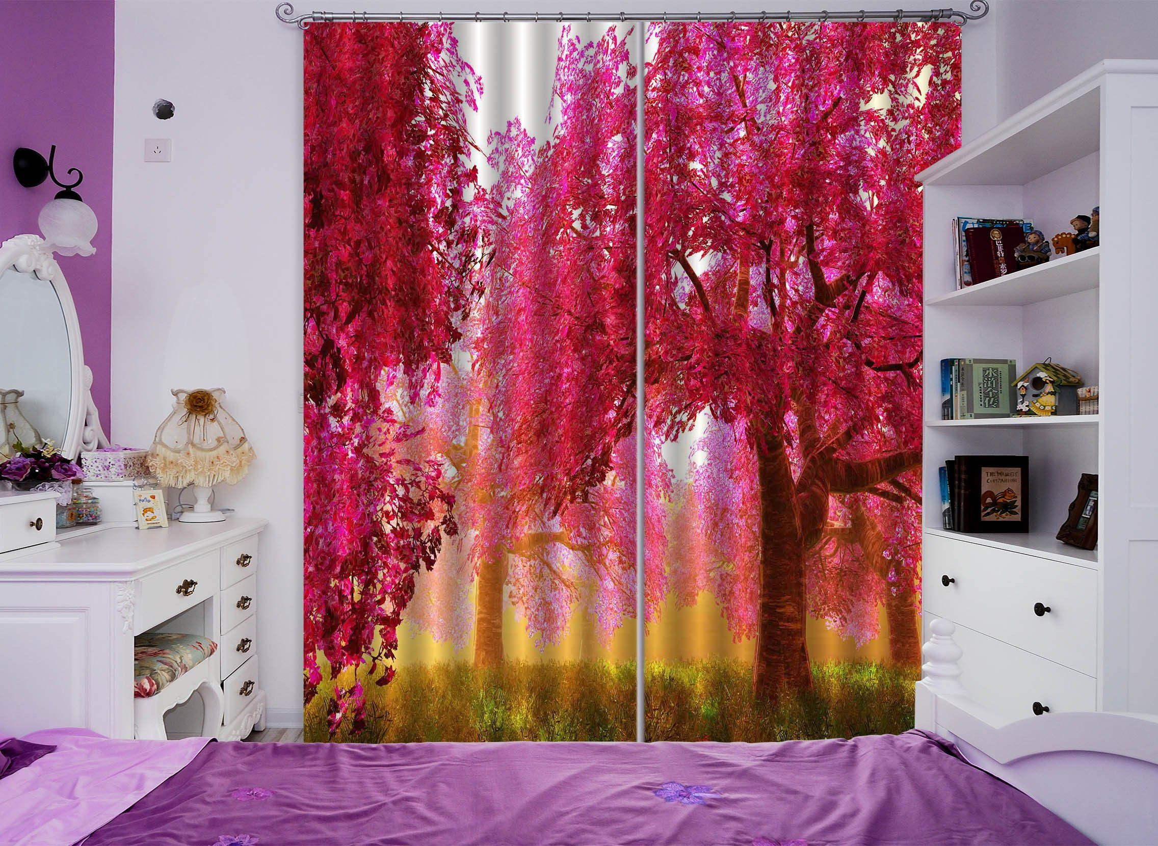 3D Red Maple Trees 681 Curtains Drapes Wallpaper AJ Wallpaper 