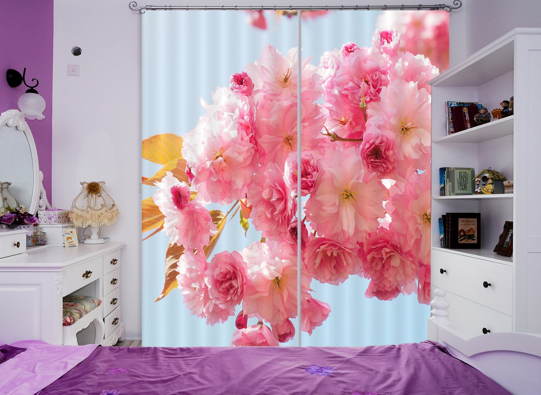 3D Peach Blossom 834 Curtains Drapes Wallpaper AJ Wallpaper 