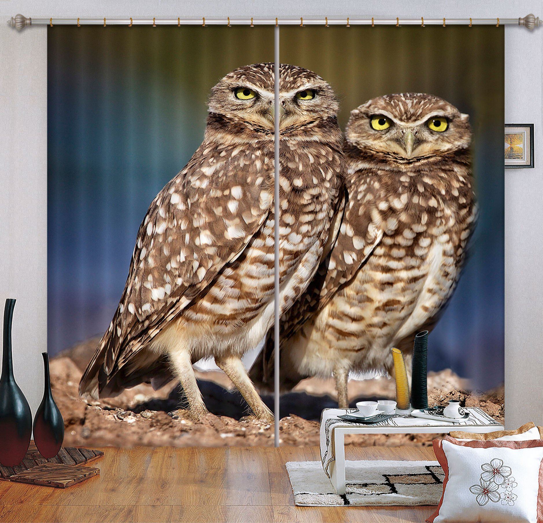3D Burrowing Owl Buddies 046 Kathy Barefield Curtain Curtains Drapes Curtains AJ Creativity Home 