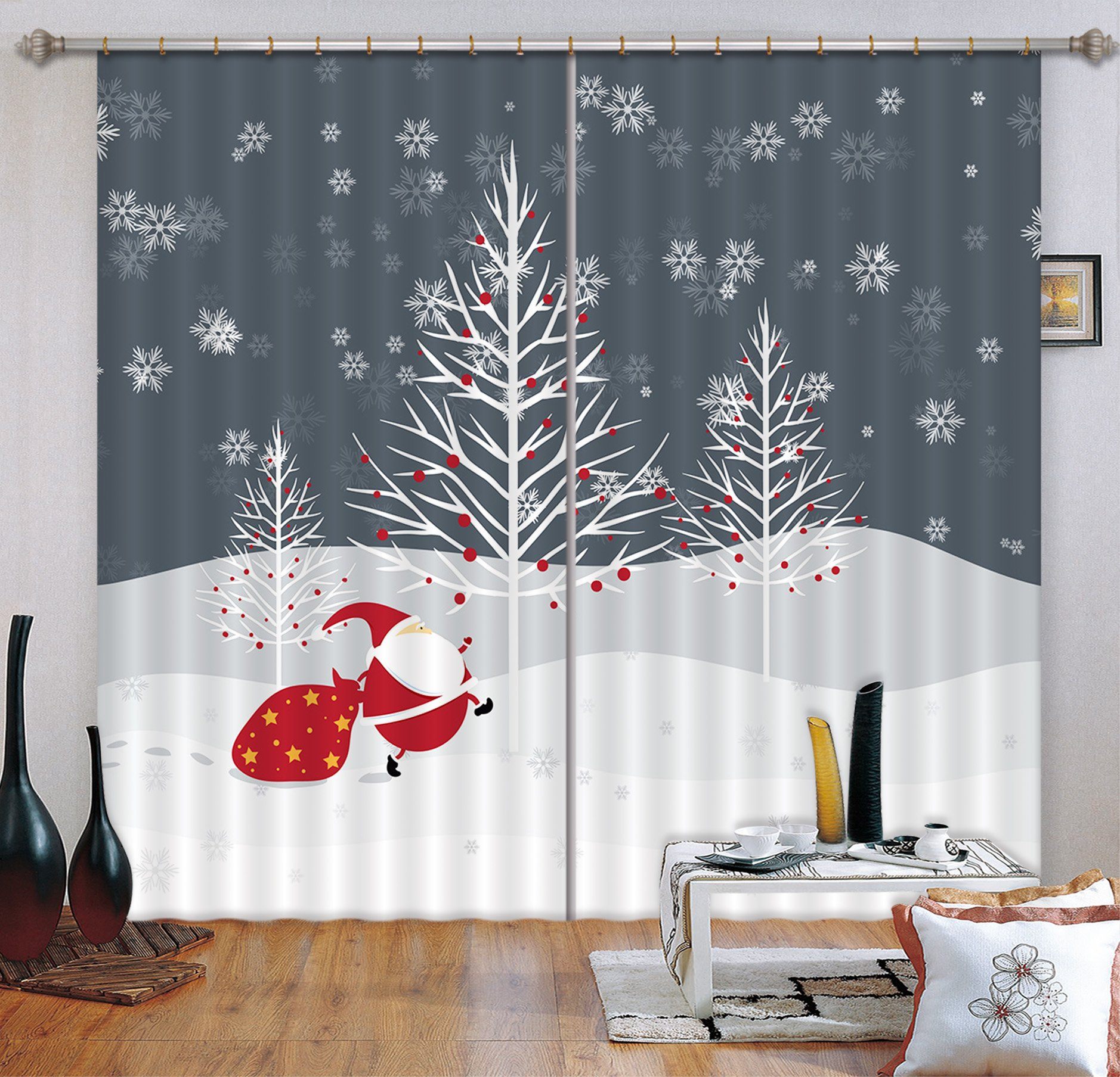 3D Santa Claus Gift 78 Curtains Drapes Curtains AJ Creativity Home 