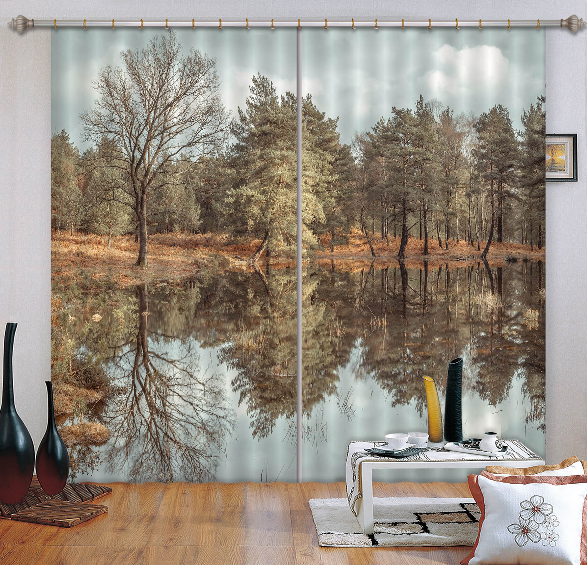 3D Forest Creek 6370 Assaf Frank Curtain Curtains Drapes