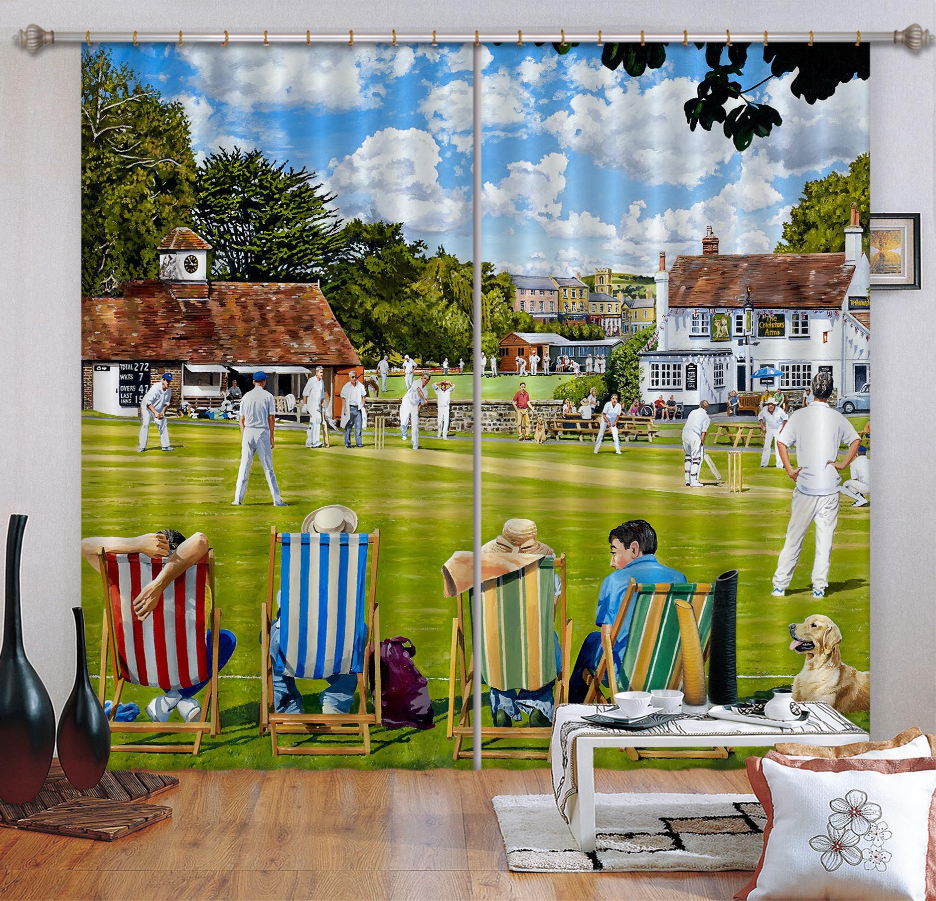 3D Lawn People Play 8942 Trevor Mitchell Curtain Curtains Drapes