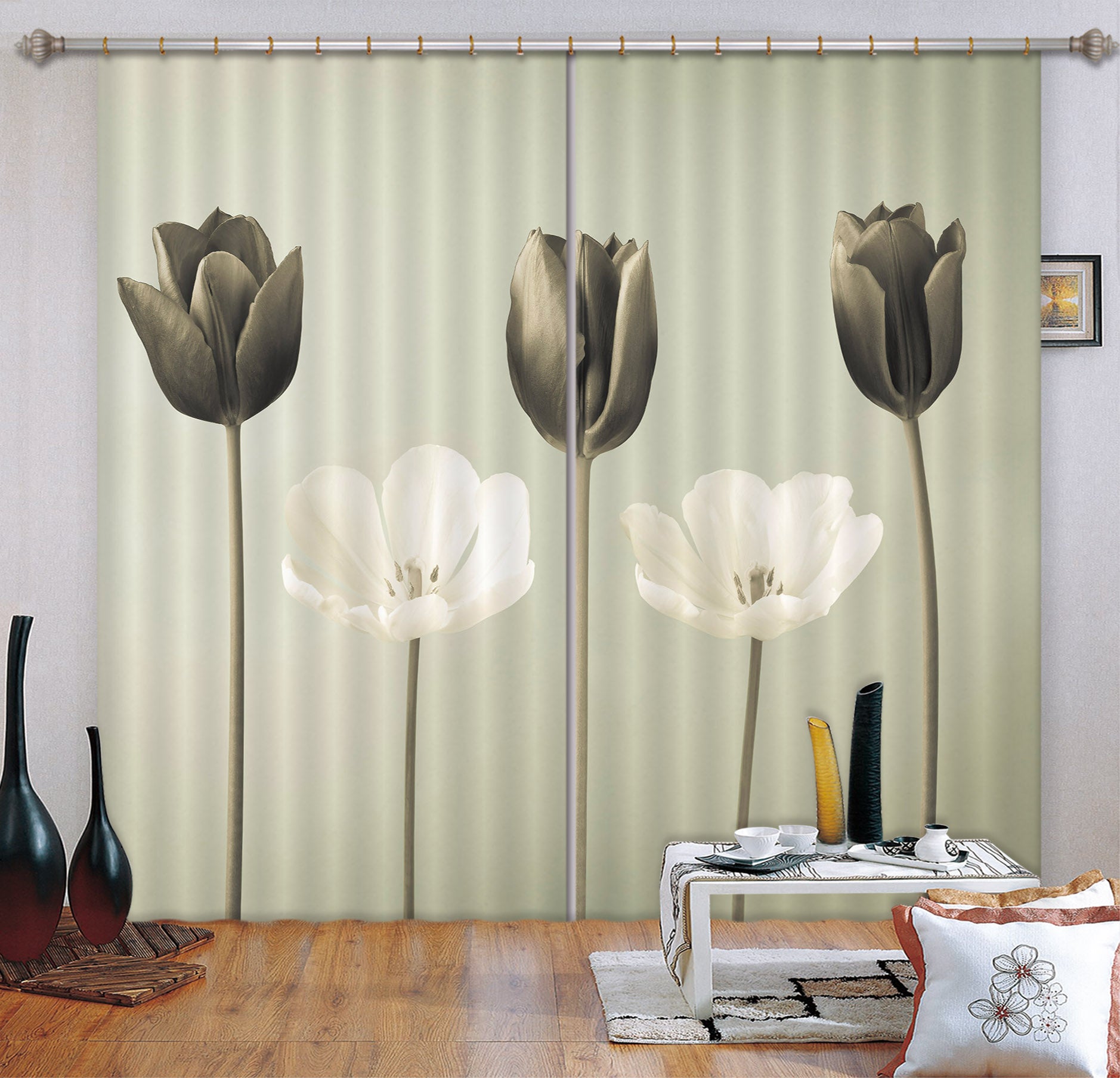 3D Brown Bud 6312 Assaf Frank Curtain Curtains Drapes