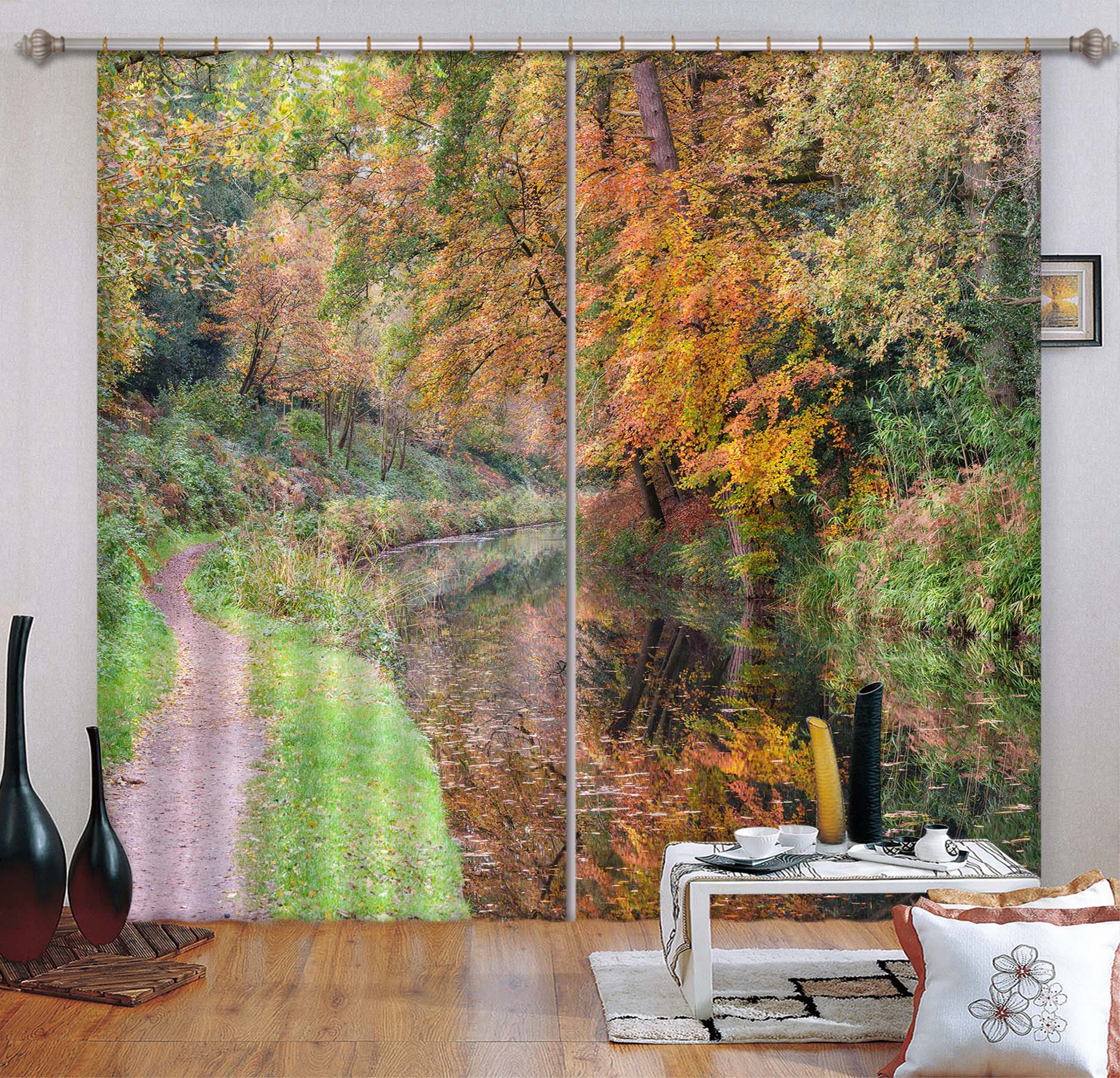 3D Withered Leaves 6358 Assaf Frank Curtain Curtains Drapes