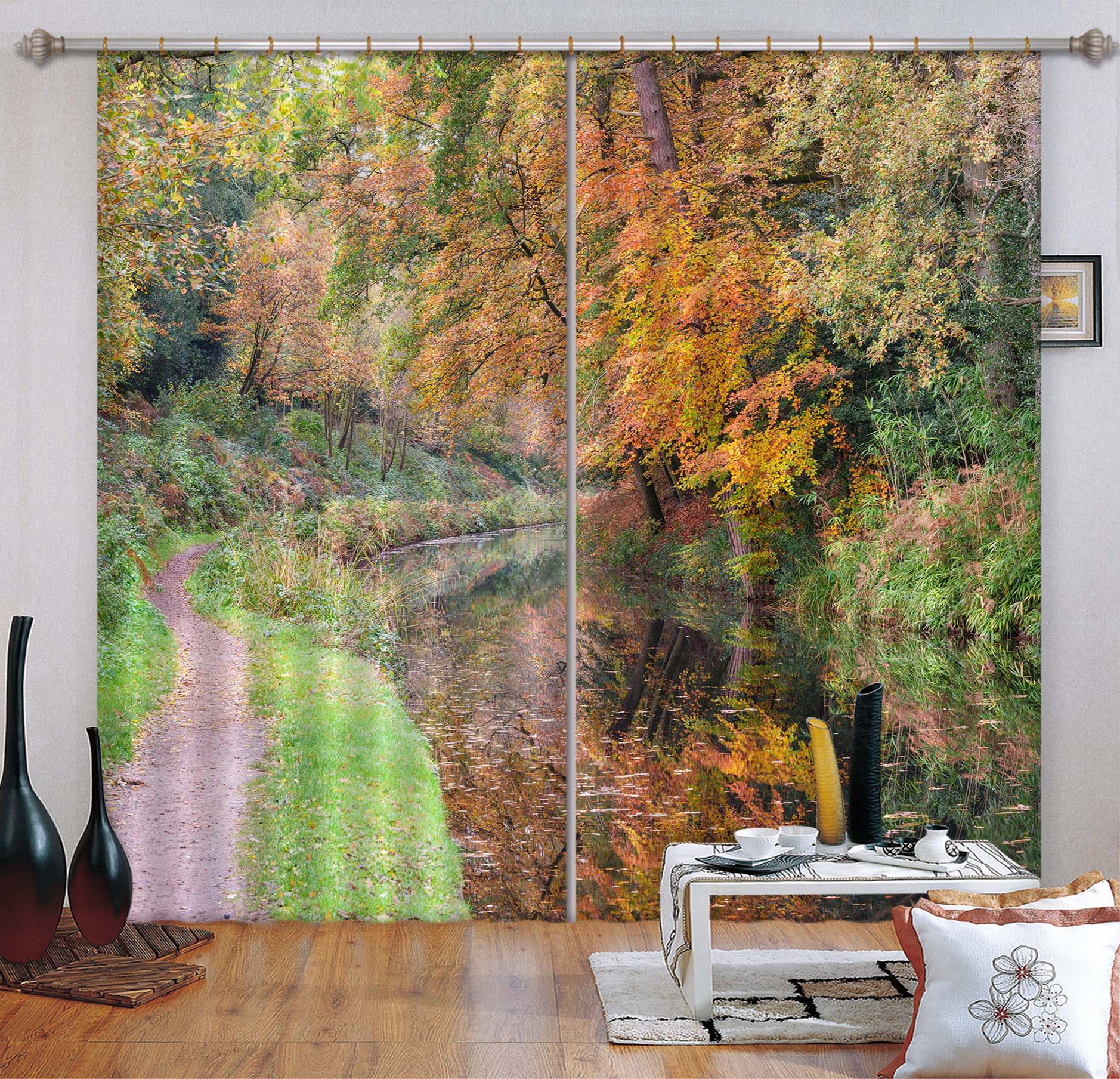3D Withered Leaves 6358 Assaf Frank Curtain Curtains Drapes