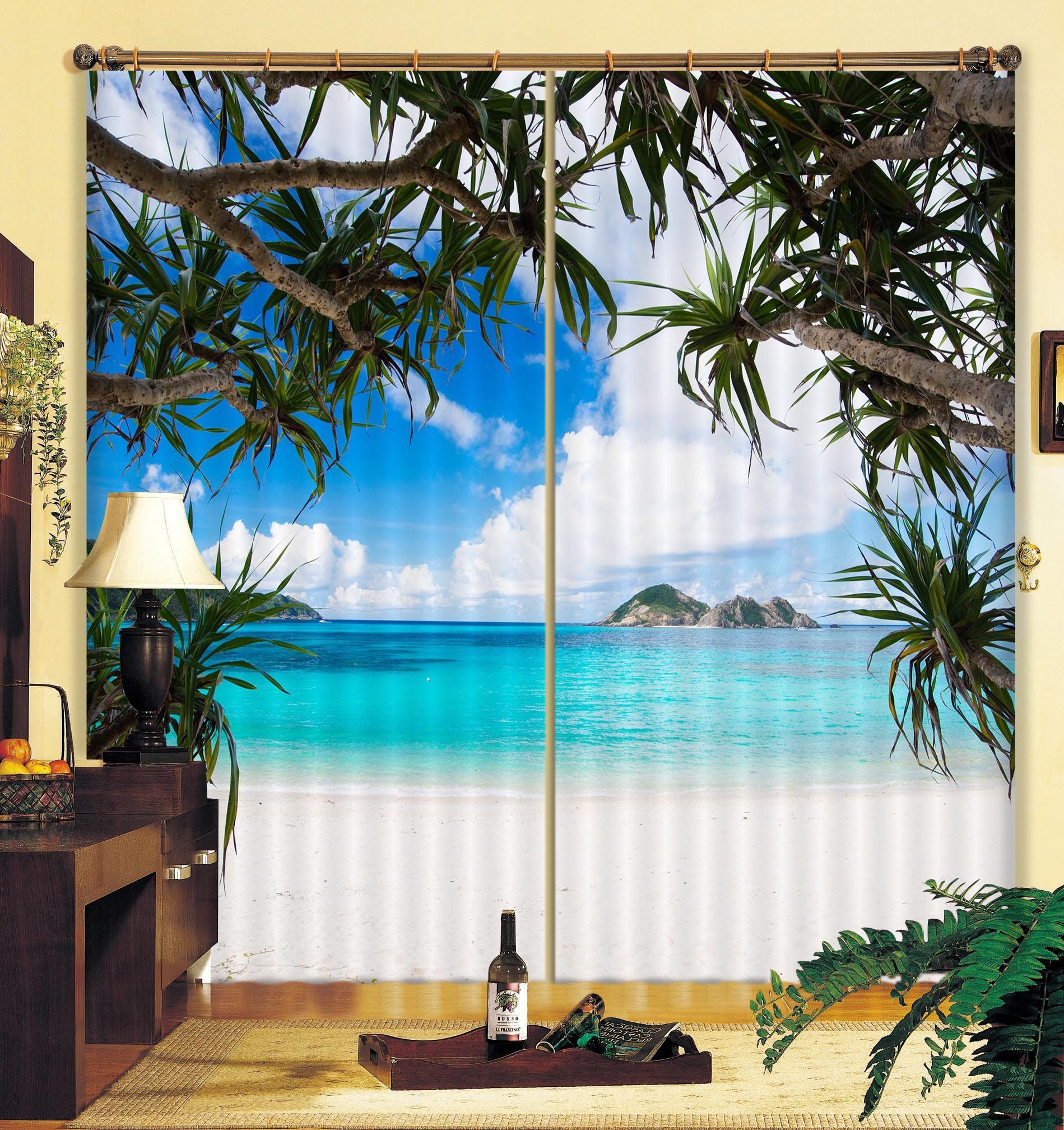 3D Beach Water 822 Curtains Drapes Wallpaper AJ Wallpaper 