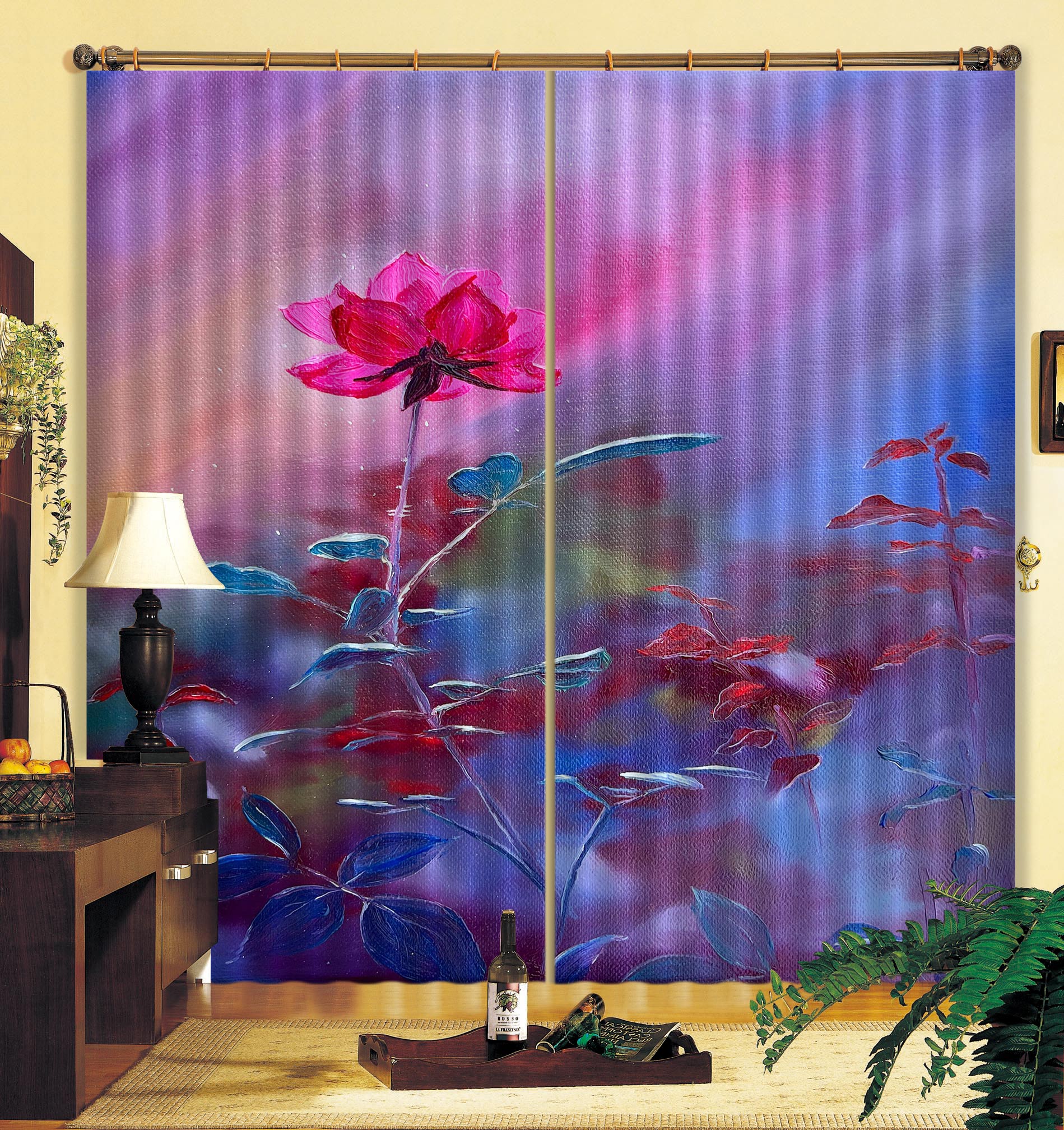 3D Red Flower 9768 Marina Zotova Curtain Curtains Drapes