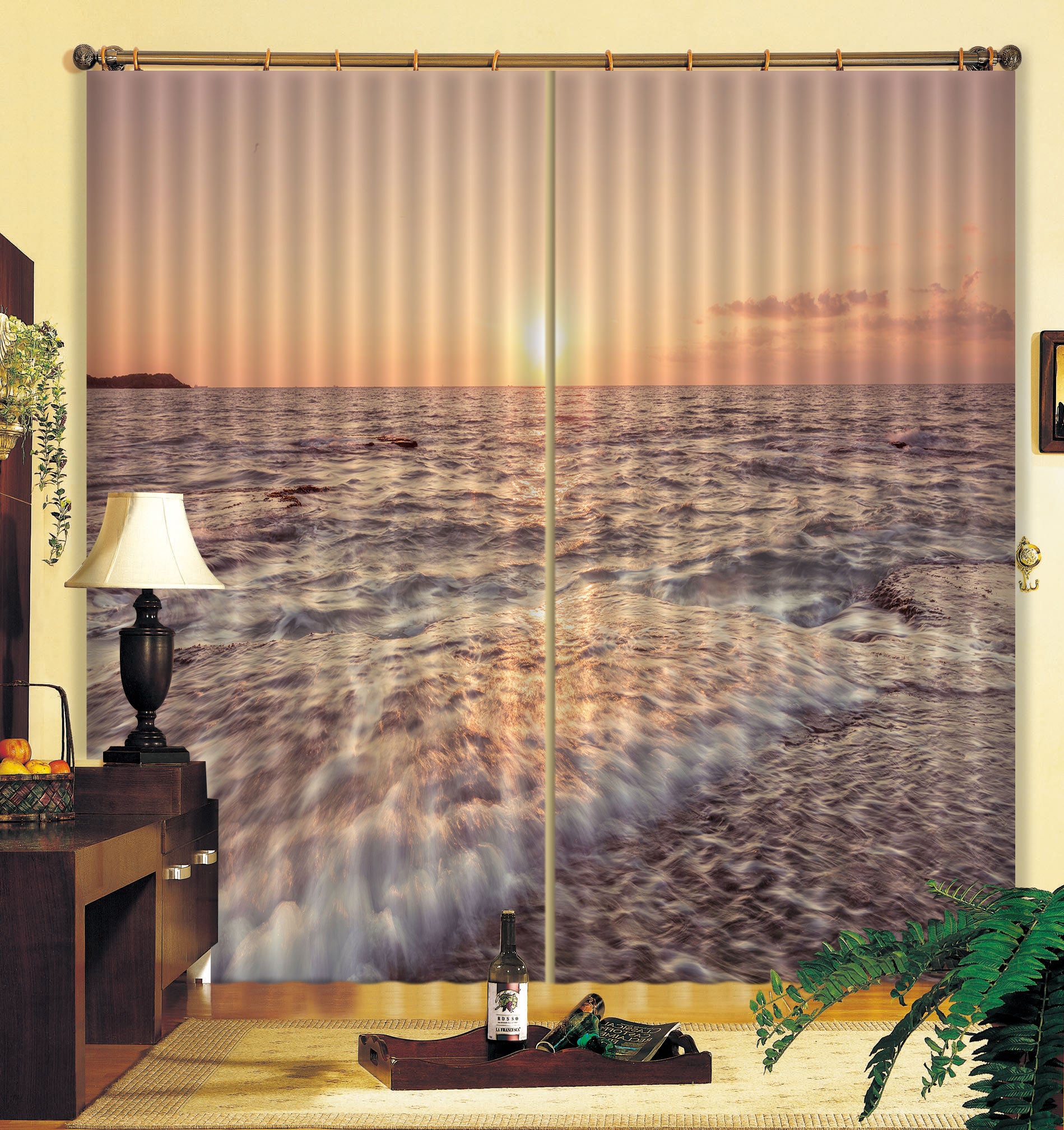 3D Sunset Beach 044 Assaf Frank Curtain Curtains Drapes