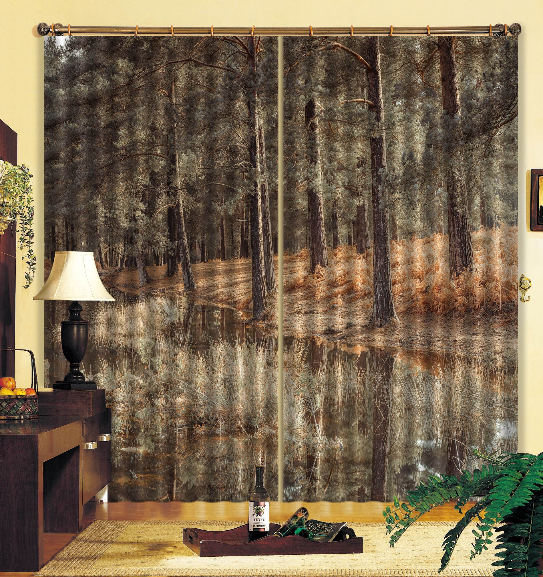 3D Pine Forest 6373 Assaf Frank Curtain Curtains Drapes