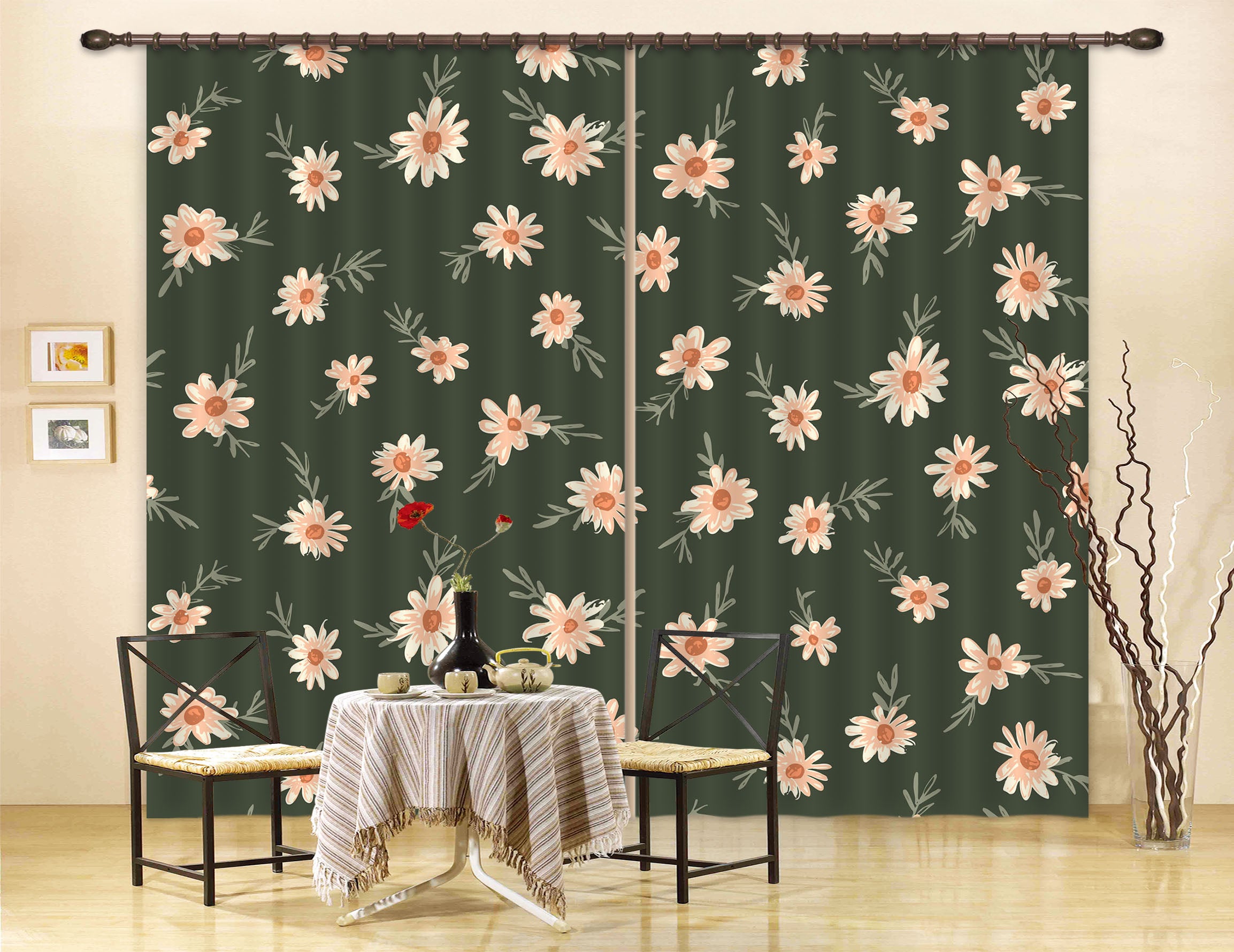 3D Small Daisy Pattern 11197 Kashmira Jayaprakash Curtain Curtains Drapes