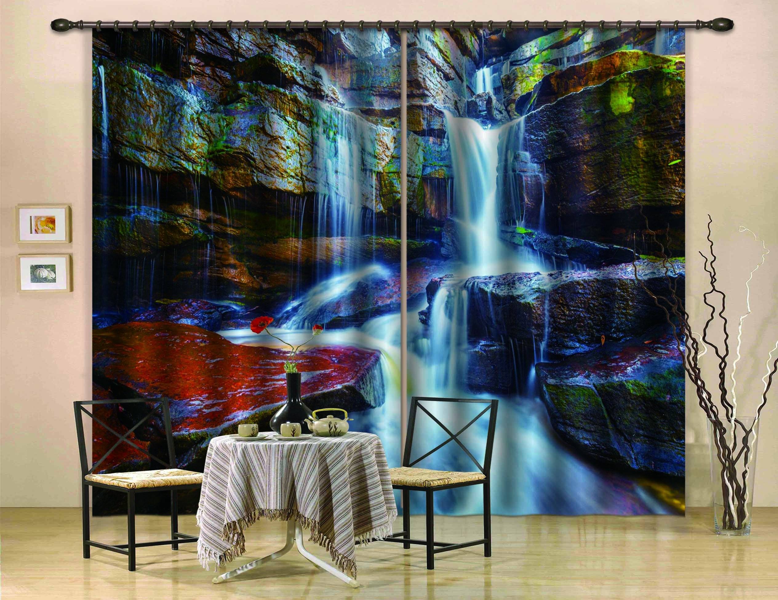 3D Rocks Flowing Streams 804 Curtains Drapes Wallpaper AJ Wallpaper 