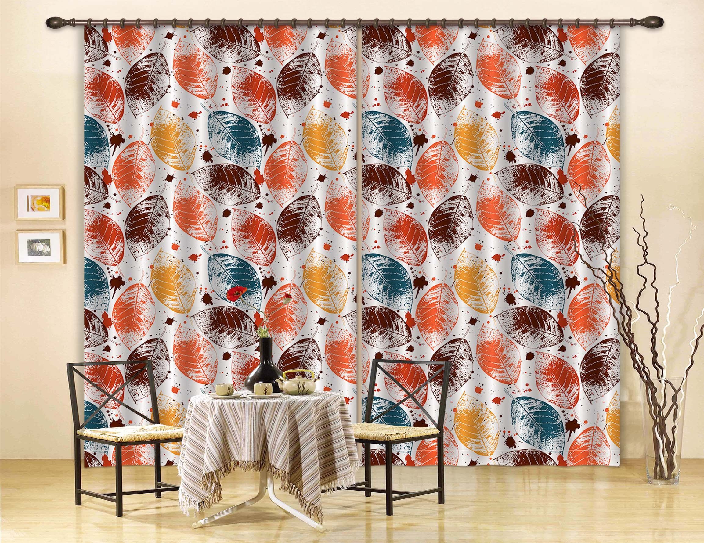 3D Leaves Pattern 672 Curtains Drapes Wallpaper AJ Wallpaper 