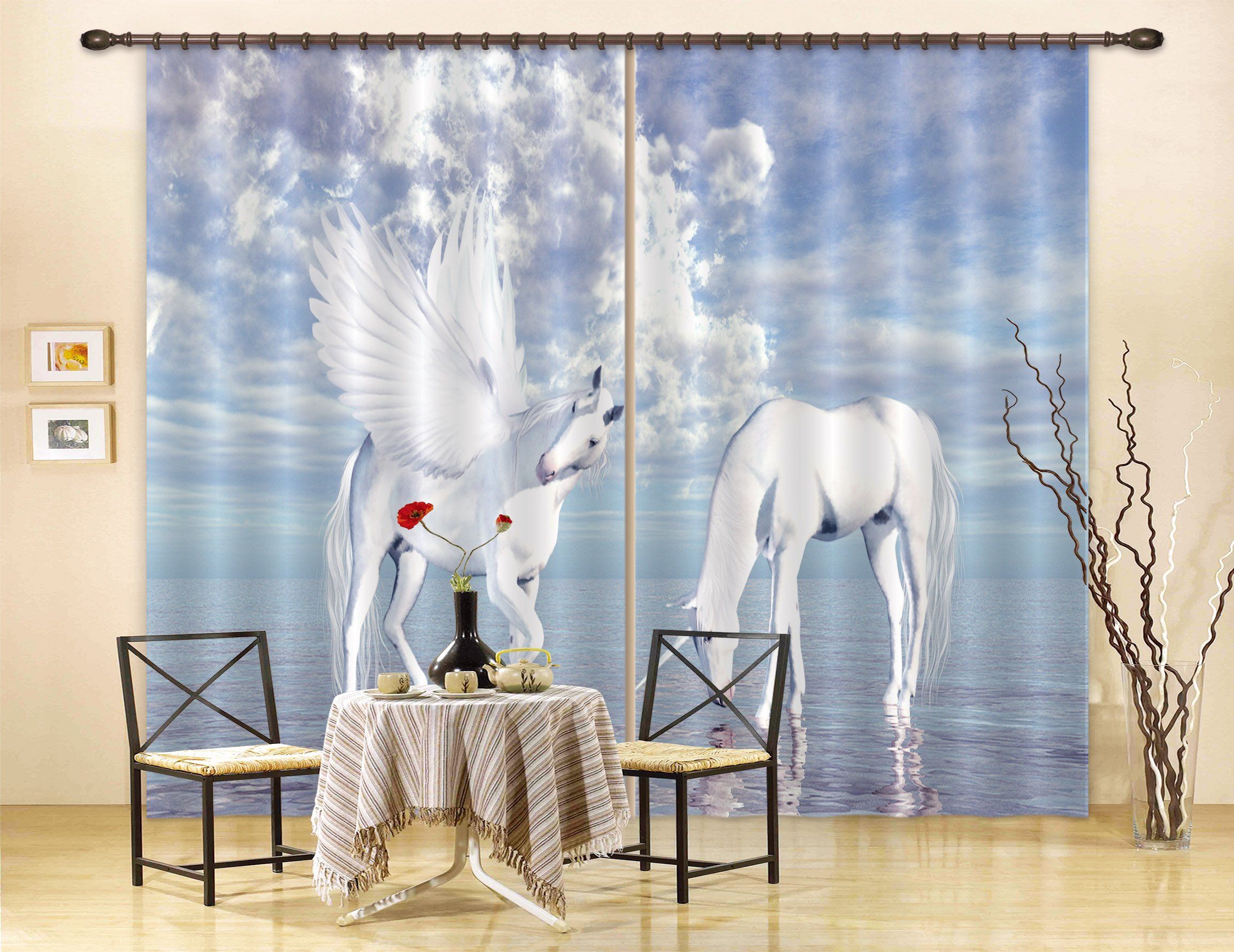 3D Drink Water Unicorns 103 Curtains Drapes Curtains AJ Creativity Home 
