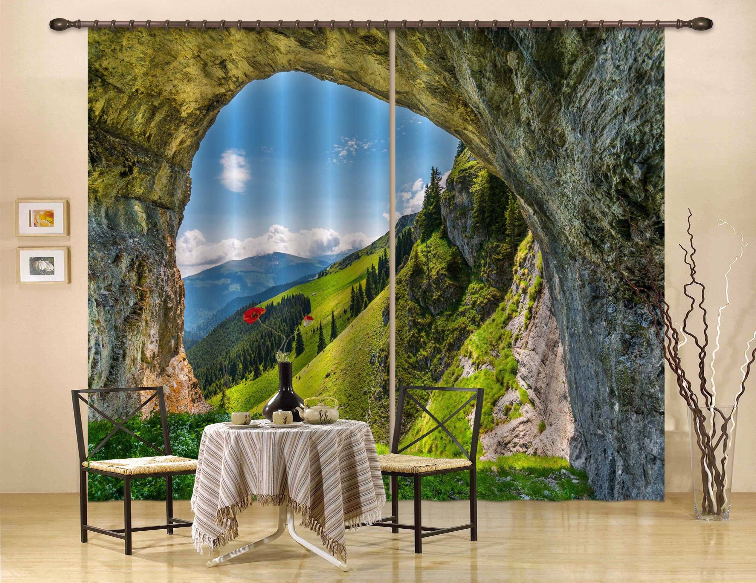 3D Mountain Cave Scenery 761 Curtains Drapes Wallpaper AJ Wallpaper 