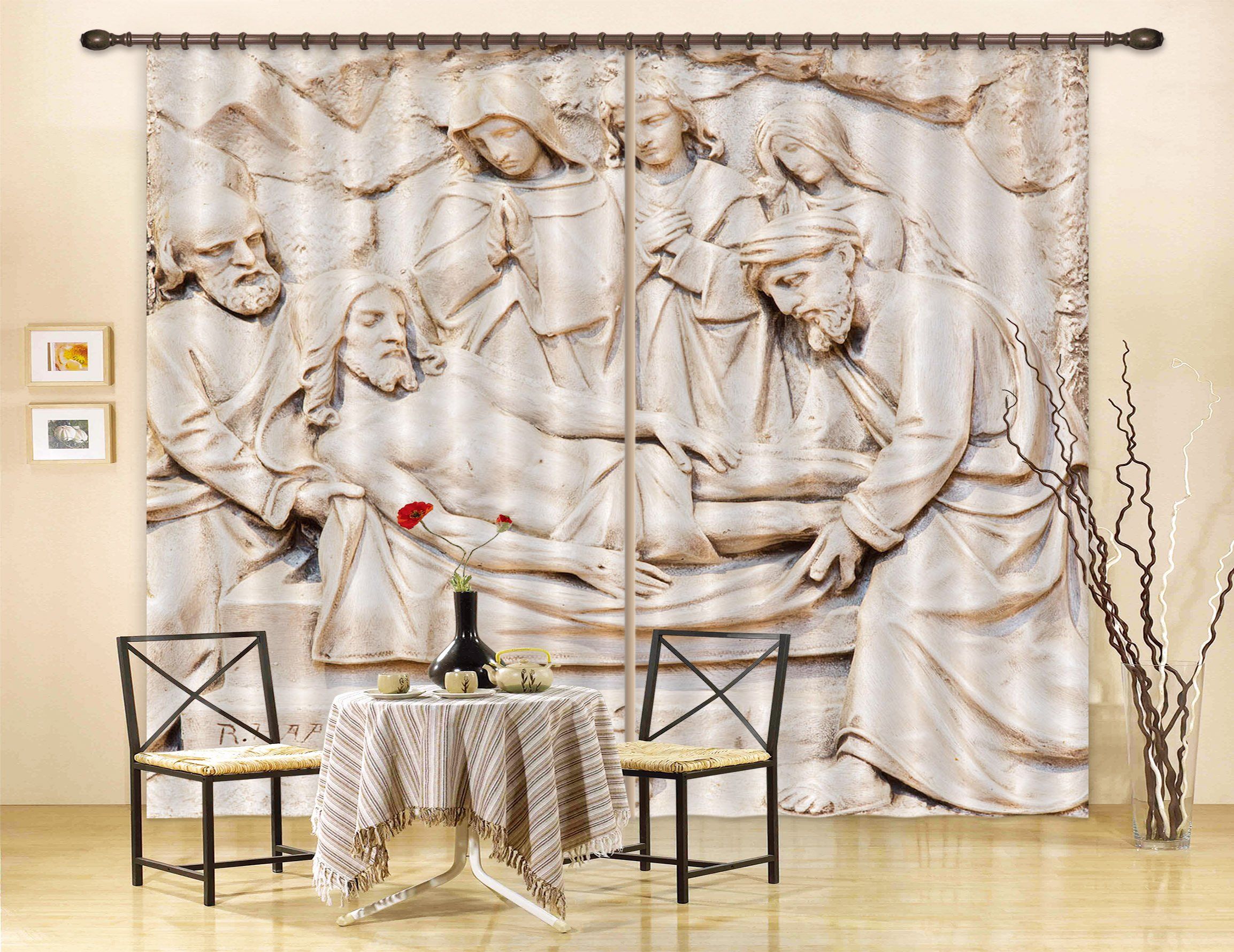 3D Lifting The Elderly 012 Curtains Drapes Curtains AJ Creativity Home 