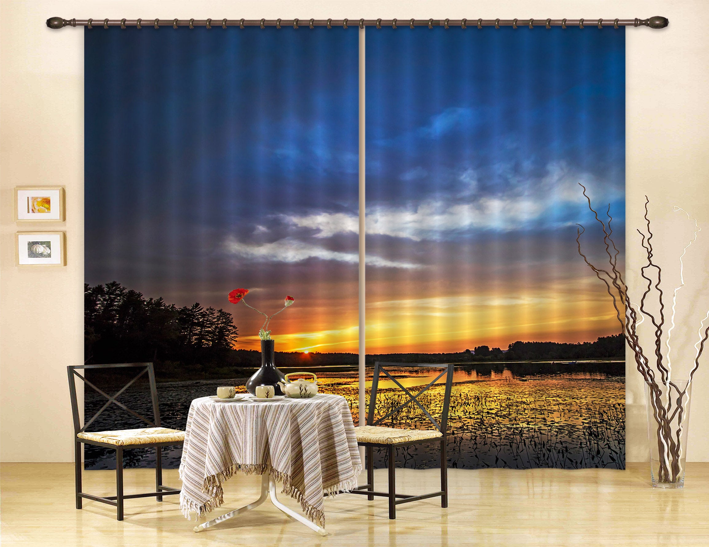3D Peaceful Sunset 86088 Jerry LoFaro Curtain Curtains Drapes