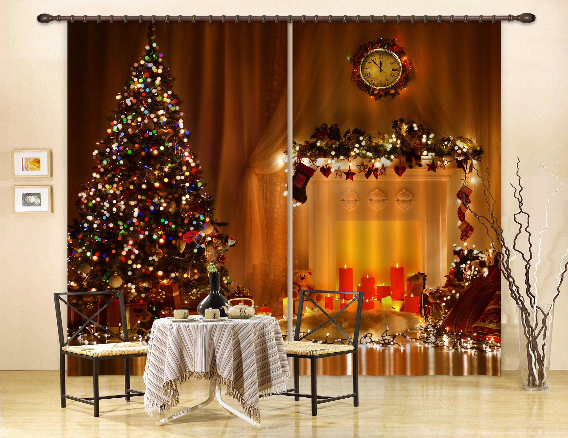 3D Tree Light Candle 52017 Christmas Curtains Drapes Xmas
