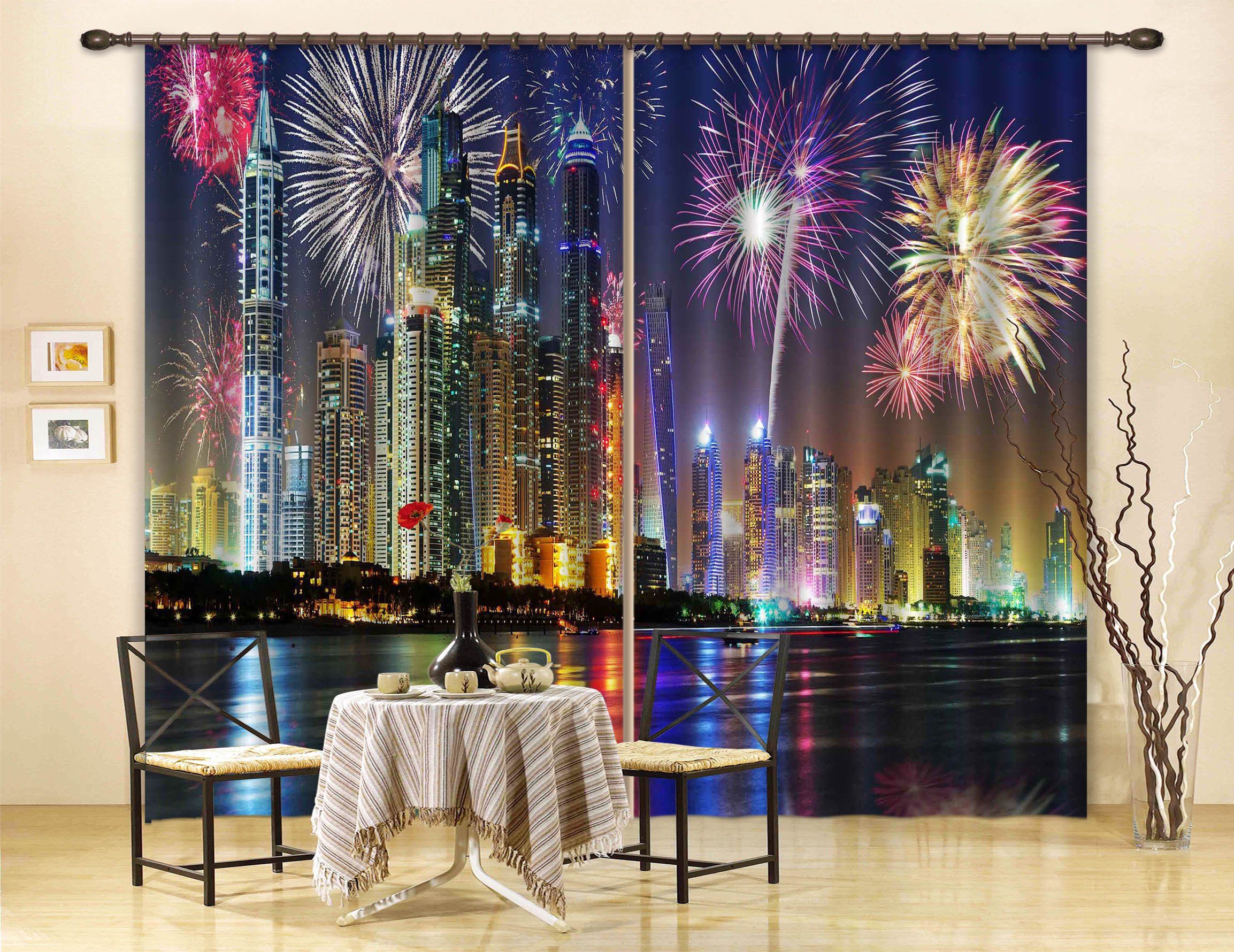 3D Dubai Night View 27 Curtains Drapes Wallpaper AJ Wallpaper 