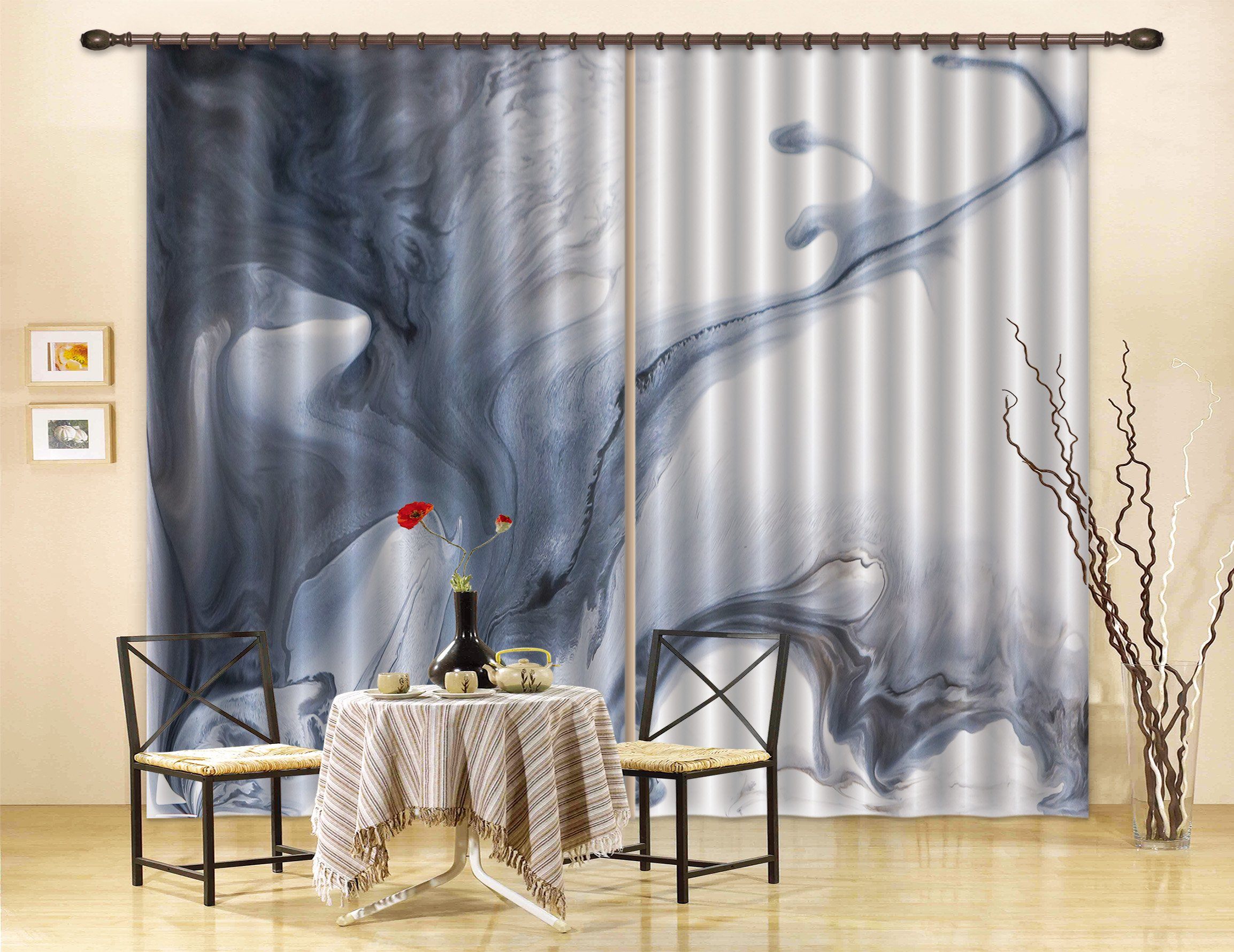 3D Ink Drawing Abstract 81 Curtains Drapes Curtains AJ Creativity Home 