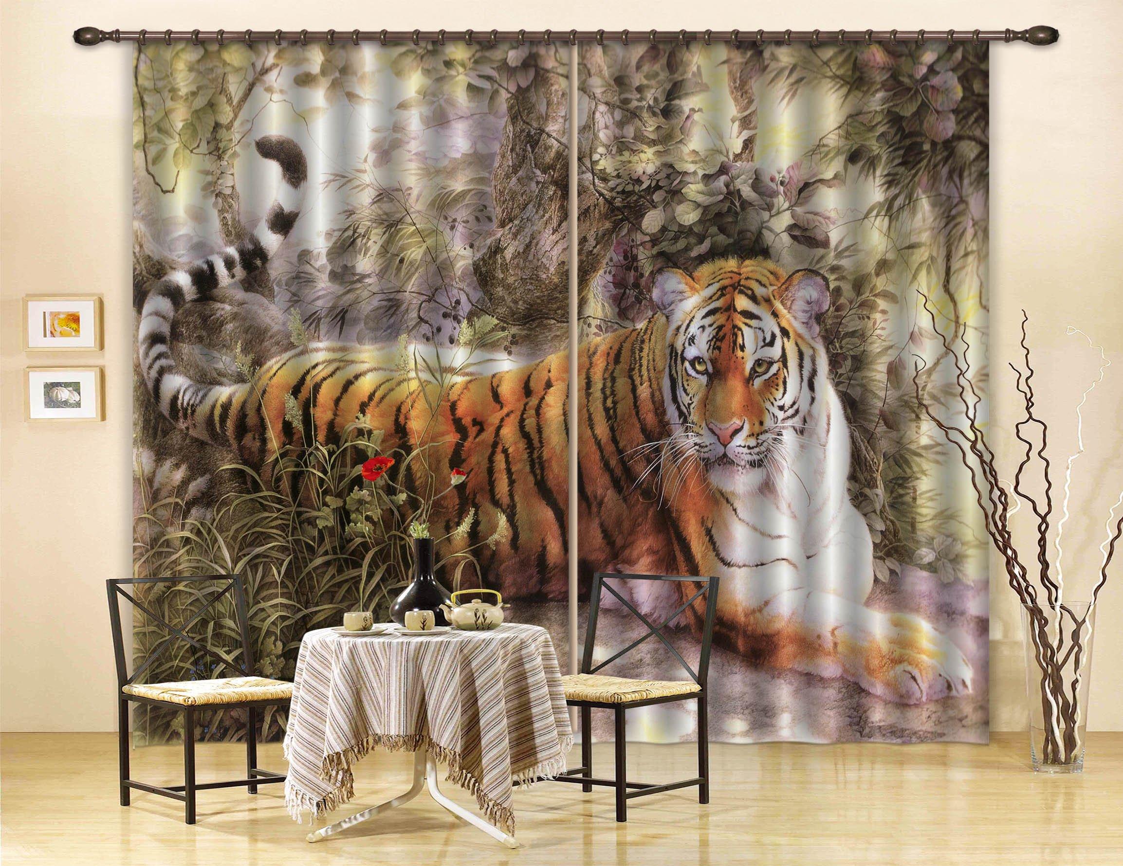 3D Rest Tiger 250 Curtains Drapes Wallpaper AJ Wallpaper 