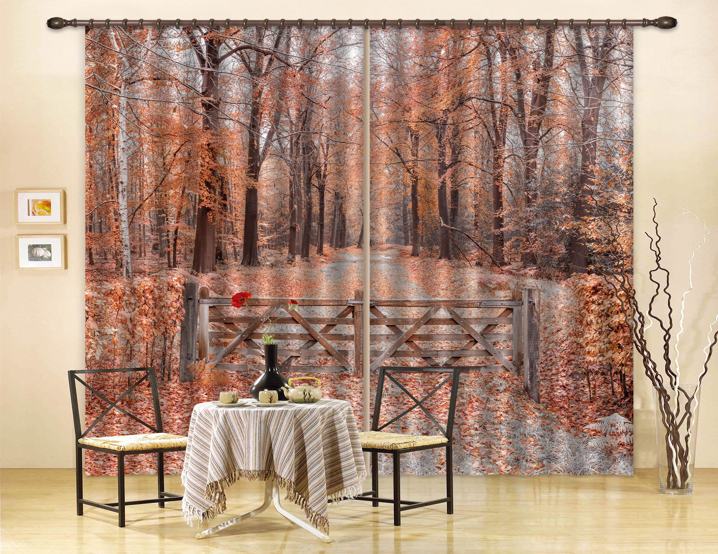 3D Yellow Leaves 6333 Assaf Frank Curtain Curtains Drapes