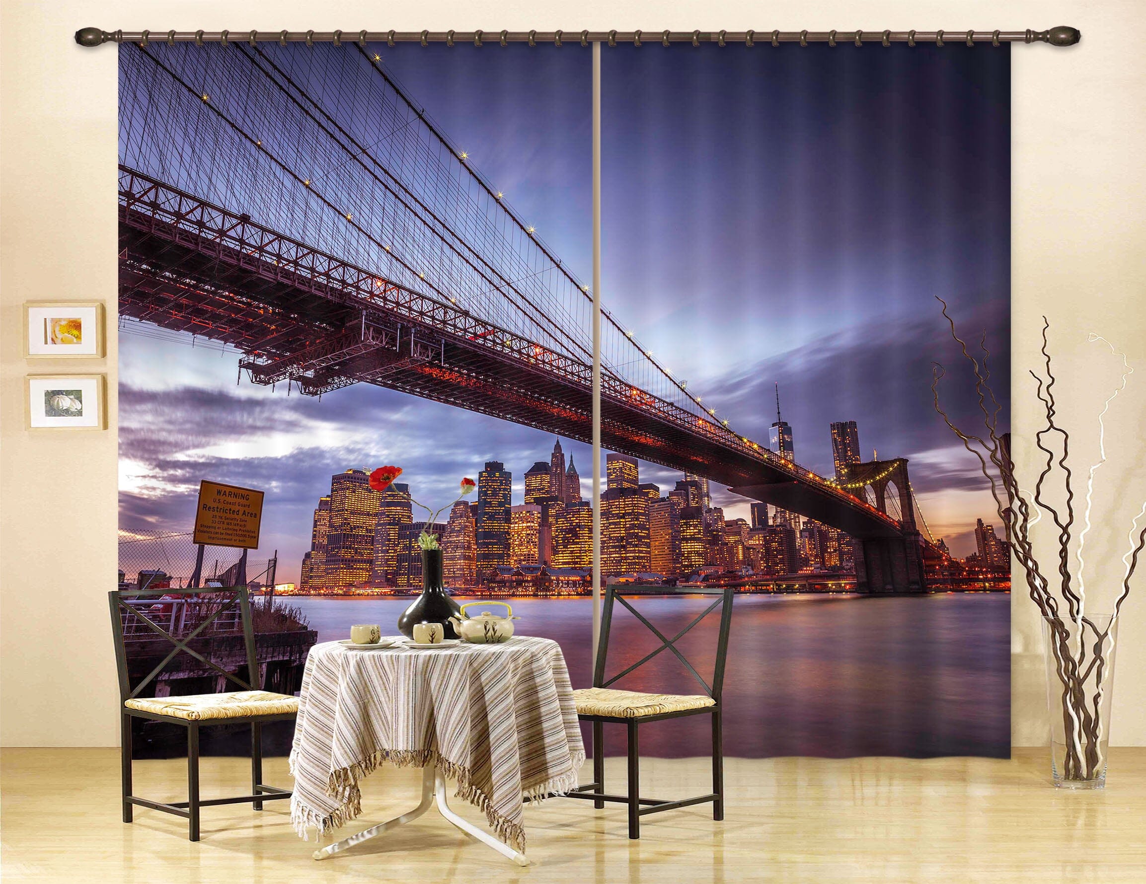 3D River Bridge 218 Assaf Frank Curtain Curtains Drapes Curtains AJ Creativity Home 