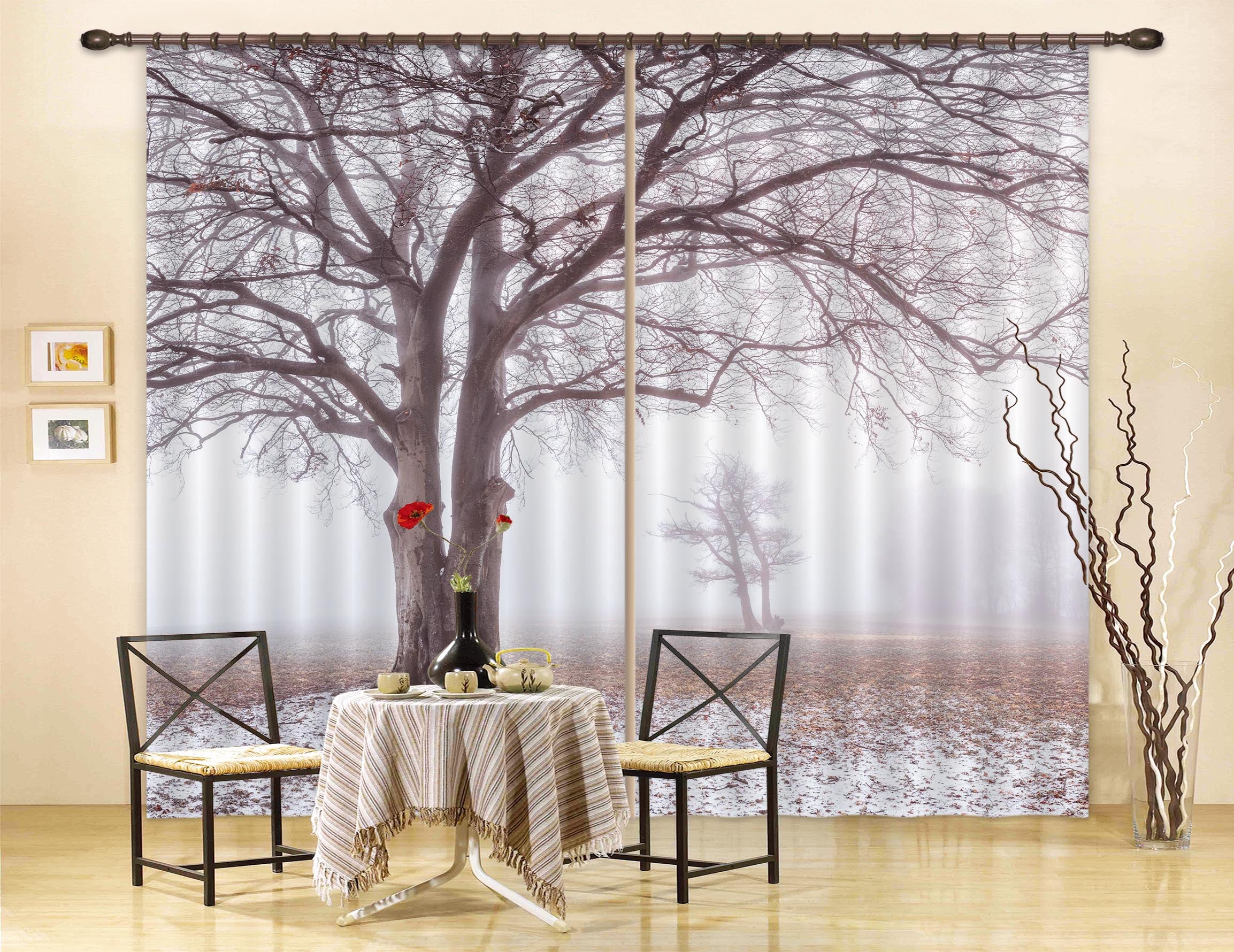 3D Hazy Forest 6368 Assaf Frank Curtain Curtains Drapes
