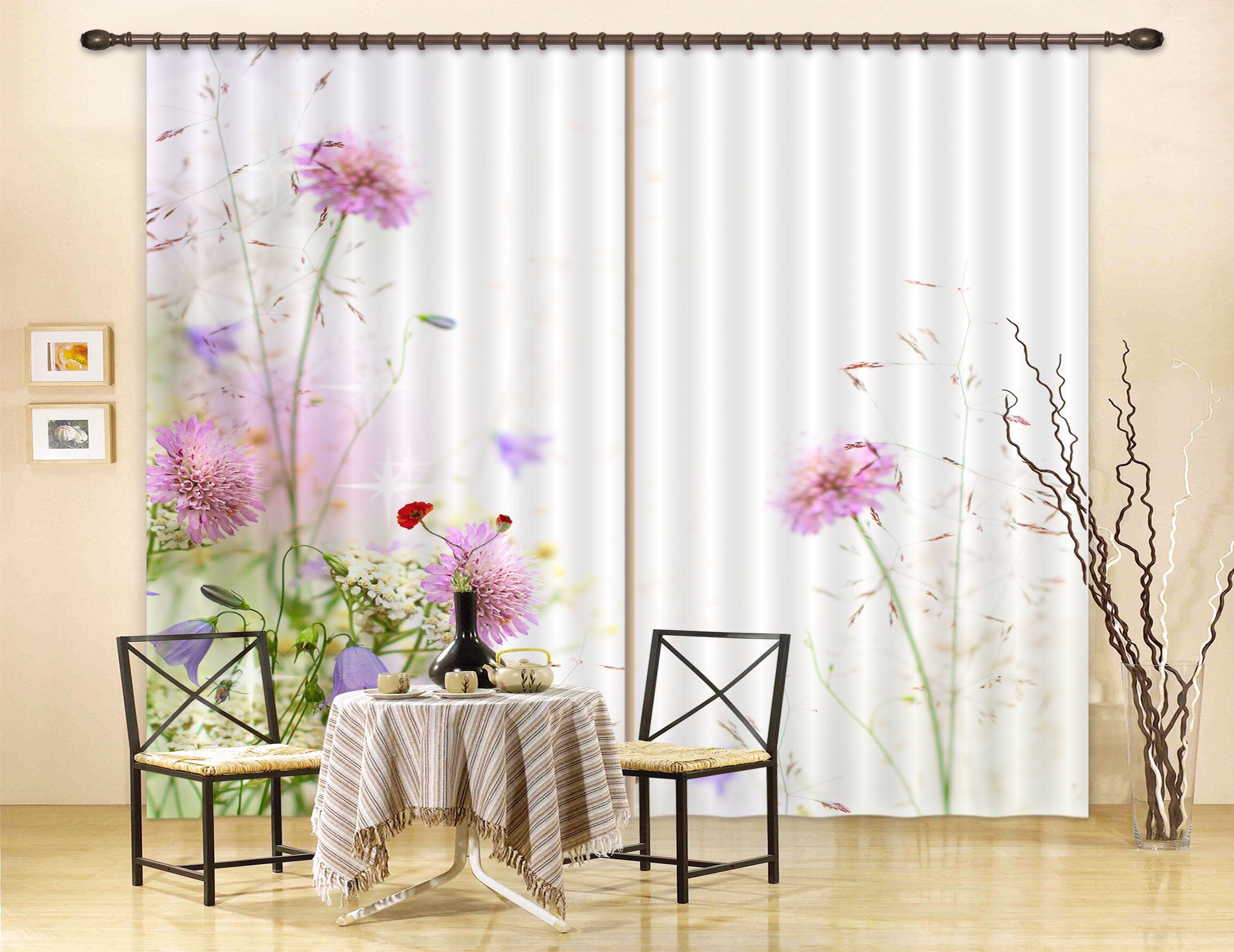 3D Purple Flowers 858 Curtains Drapes Wallpaper AJ Wallpaper 