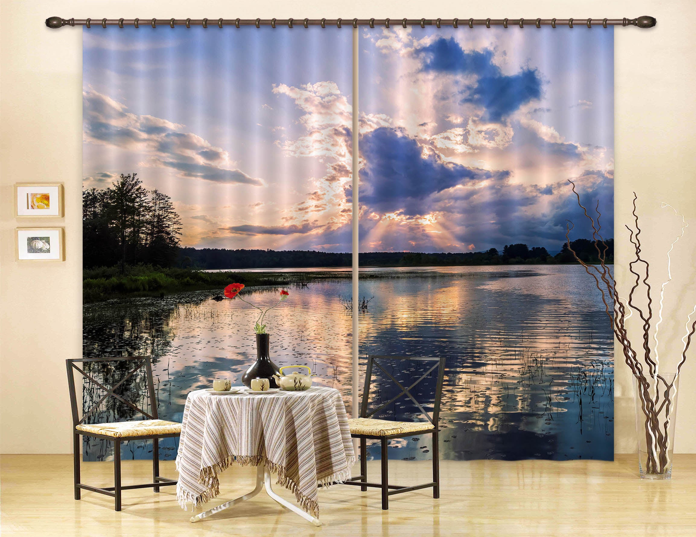 3D Reflecting Sunset 86092 Jerry LoFaro Curtain Curtains Drapes