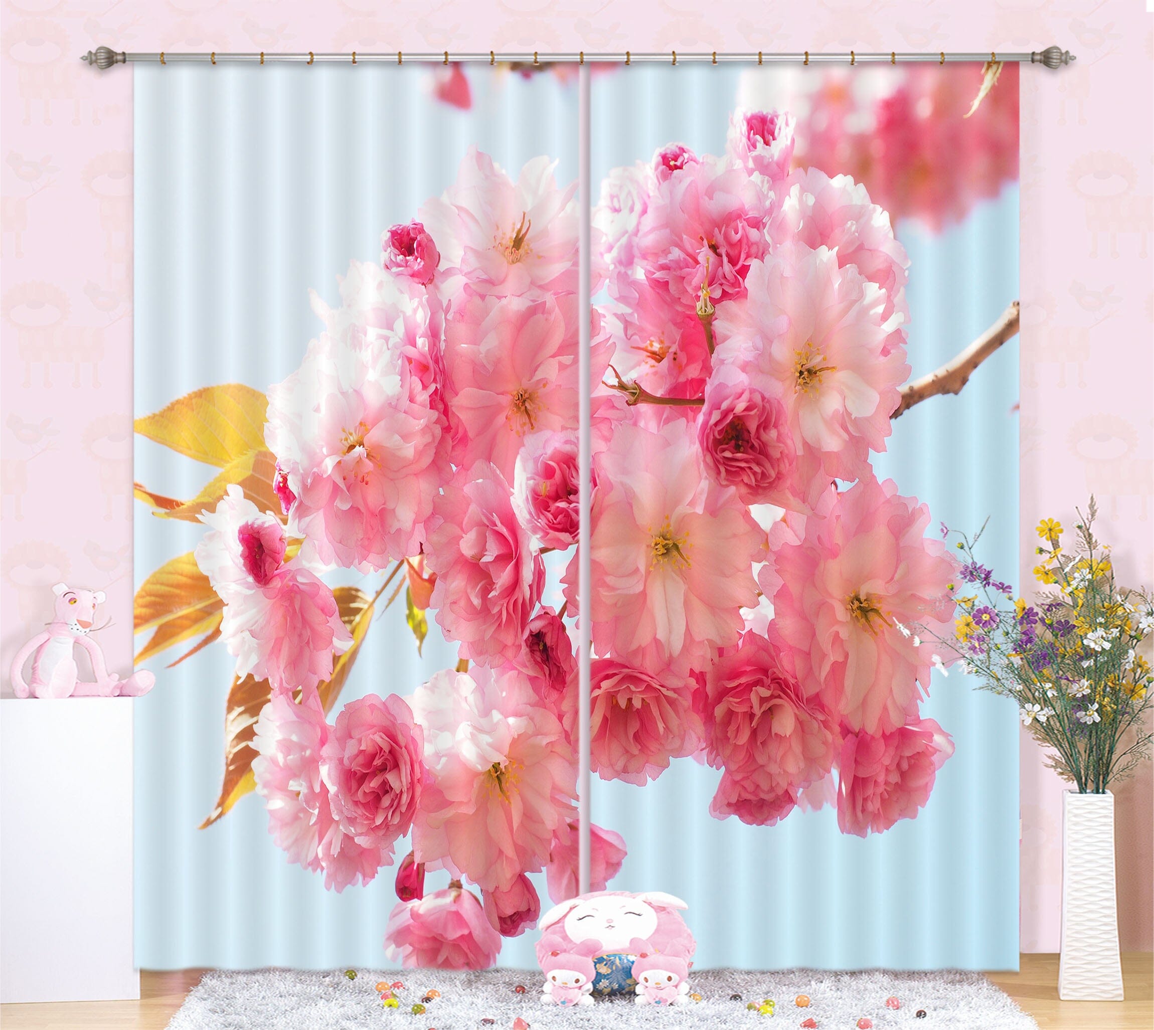 3D Peach Blossom 834 Curtains Drapes Wallpaper AJ Wallpaper 