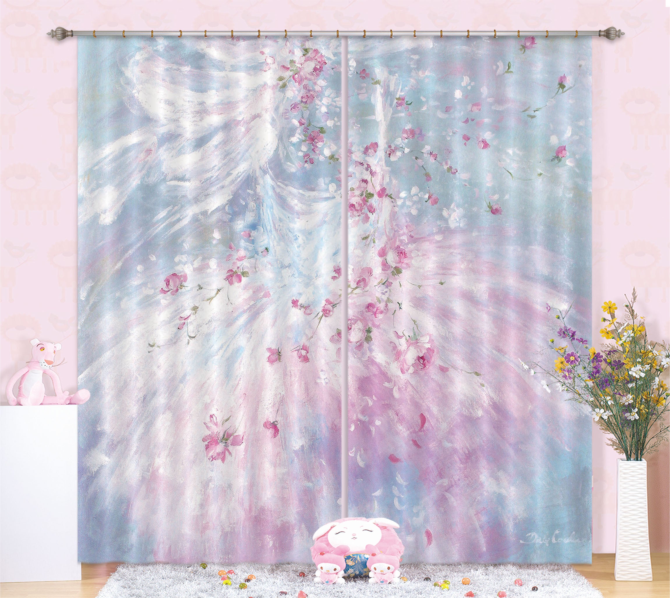 3D Petal Pink Gauze Skirt 2205 Debi Coules Curtain Curtains Drapes