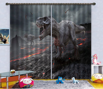 3D Ferocious Tyrannosaurus Rex 127 Curtains Drapes Curtains AJ Creativity Home 