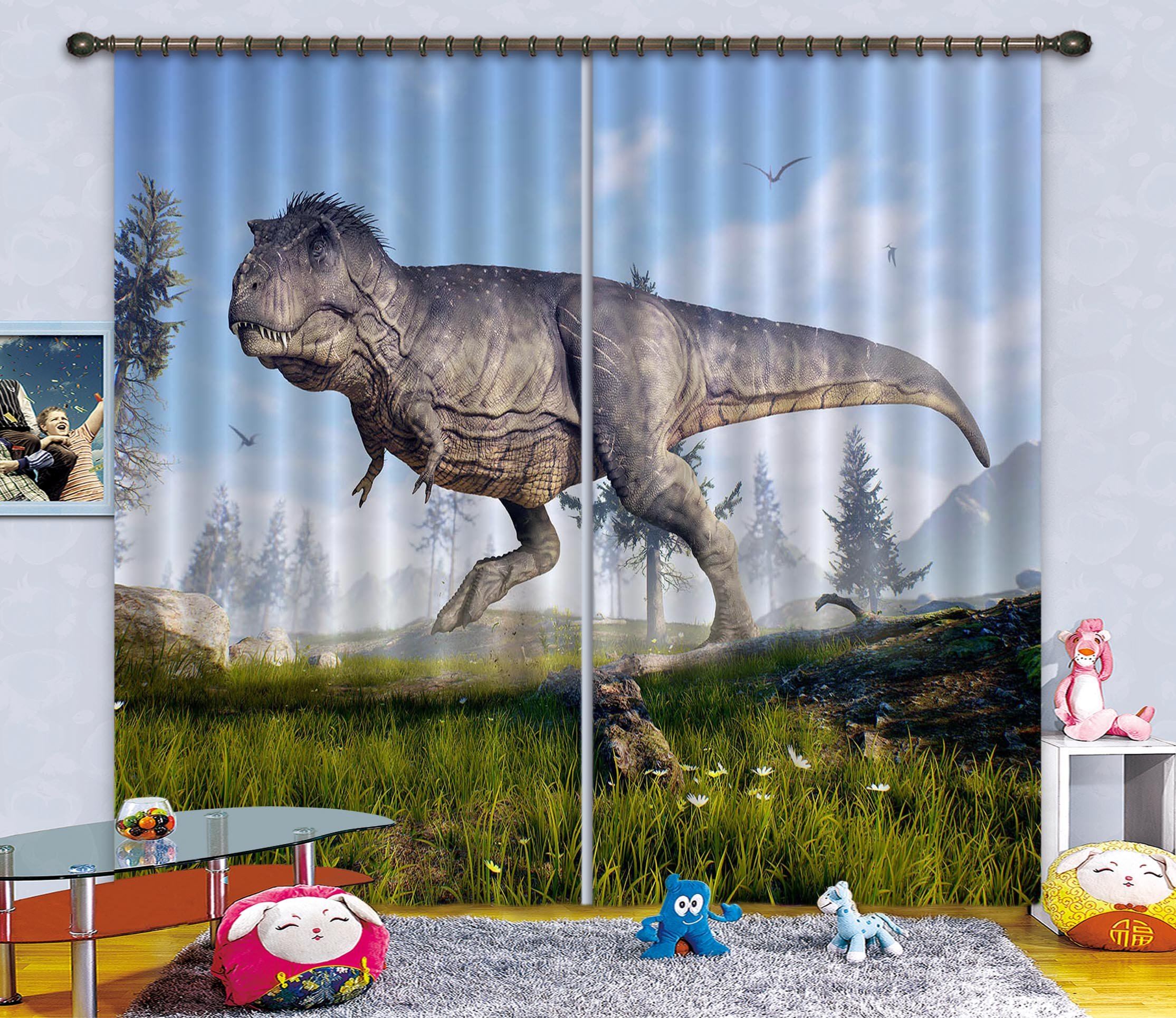 3D Chrysanthemum Dinosaur 131 Curtains Drapes Curtains AJ Creativity Home 
