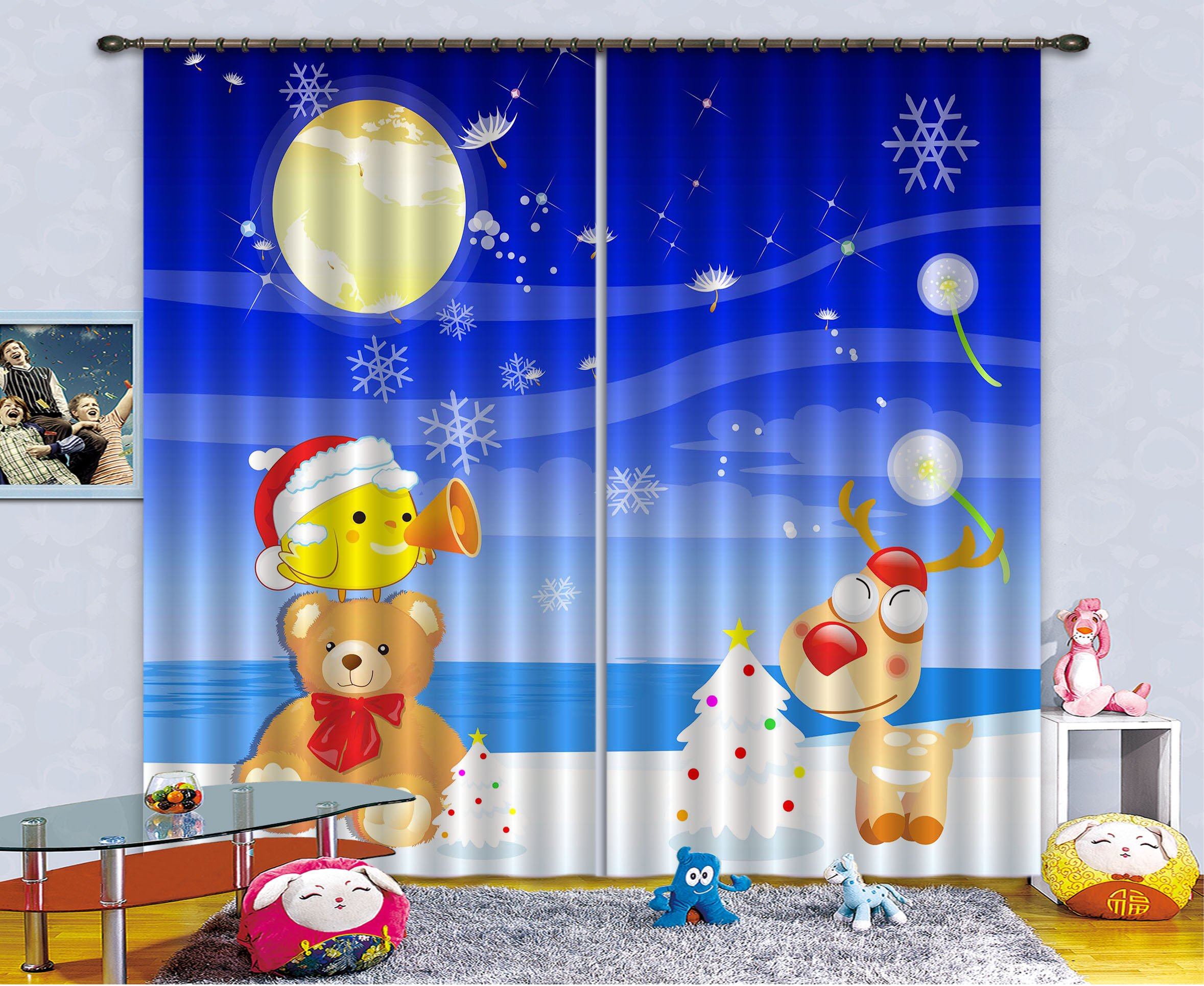 3D Cartoon Bear Deer 2434 Curtains Drapes Wallpaper AJ Wallpaper 
