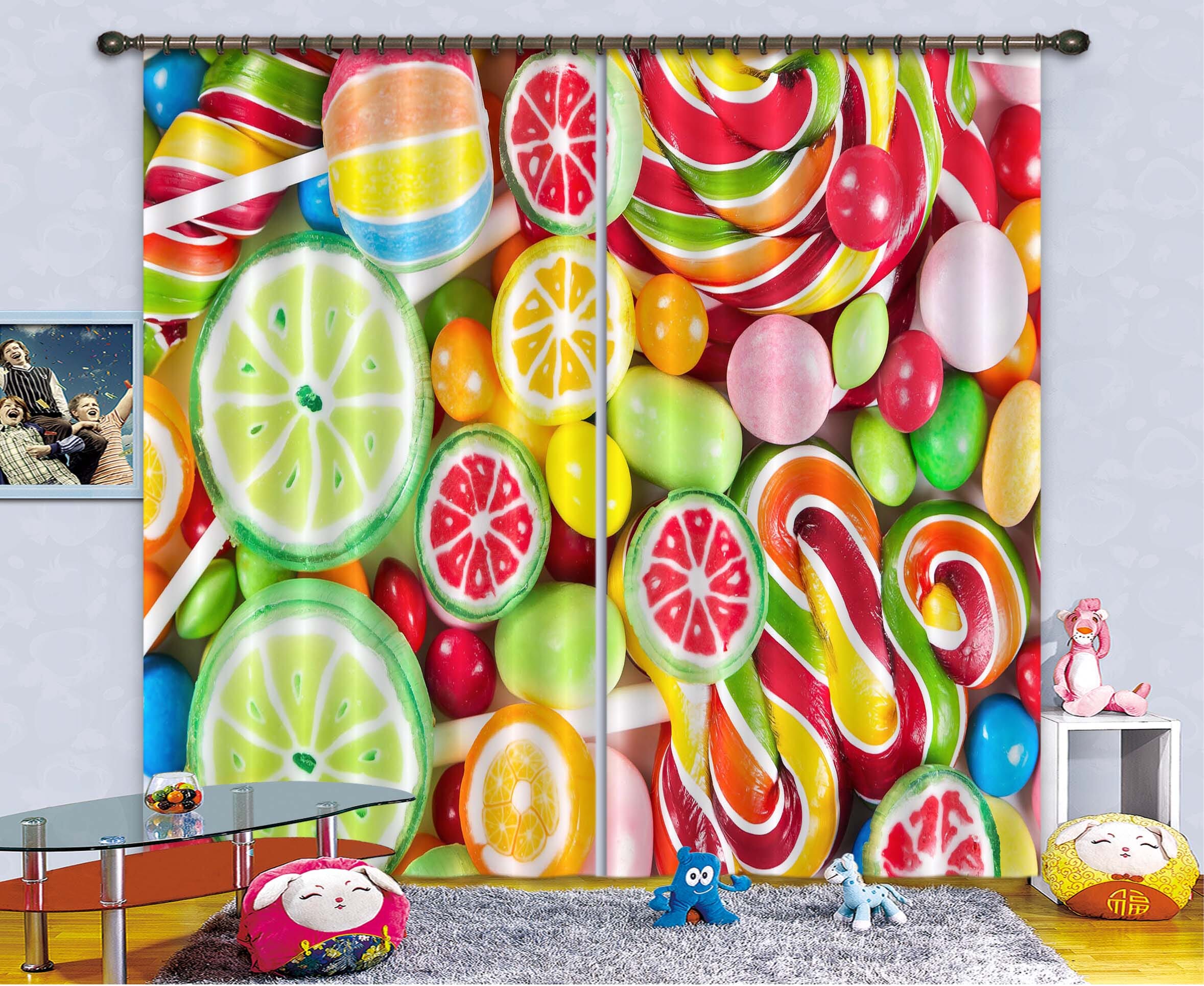 3D Colored Candy 703 Curtains Drapes Wallpaper AJ Wallpaper 