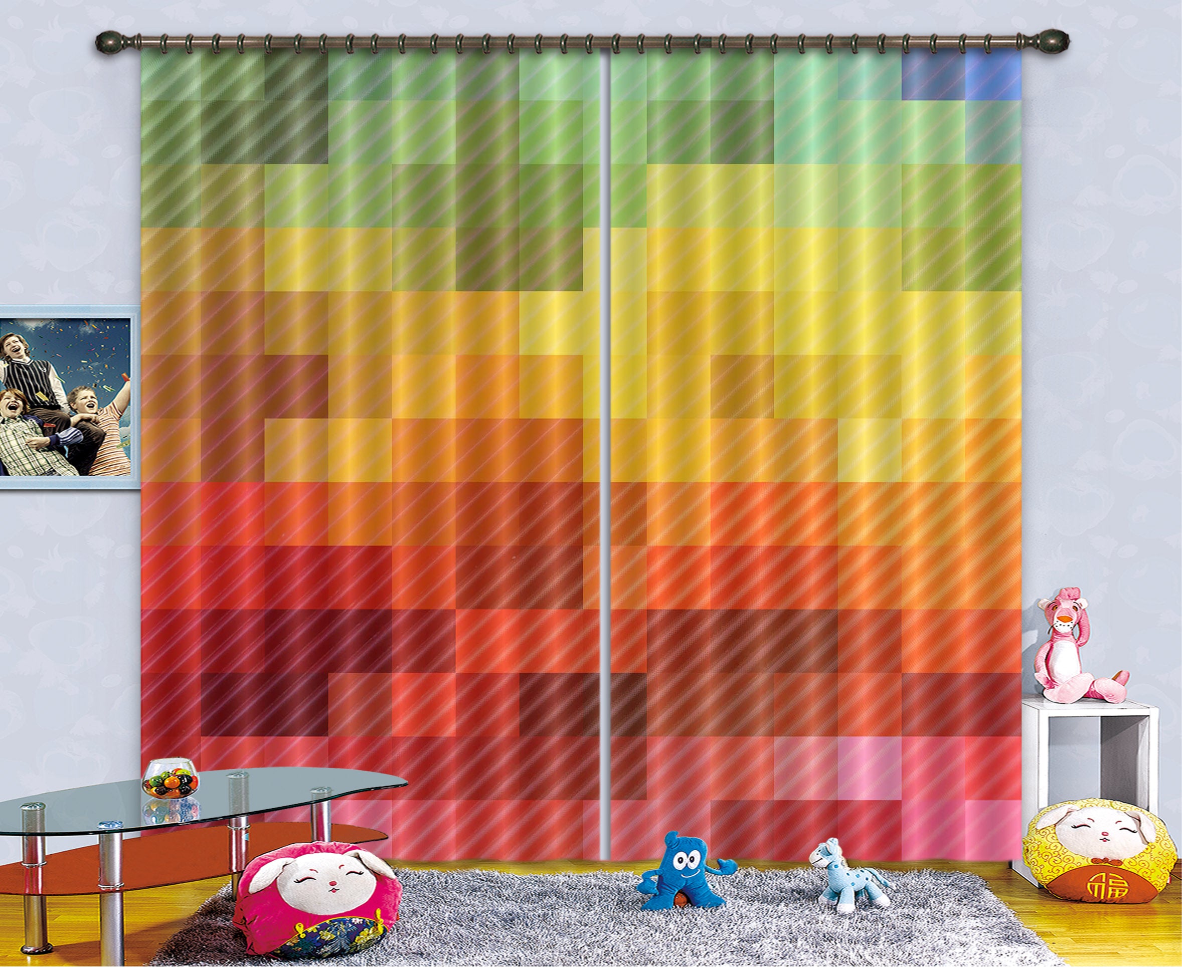 3D Color Mosaic 19175 Shandra Smith Curtain Curtains Drapes