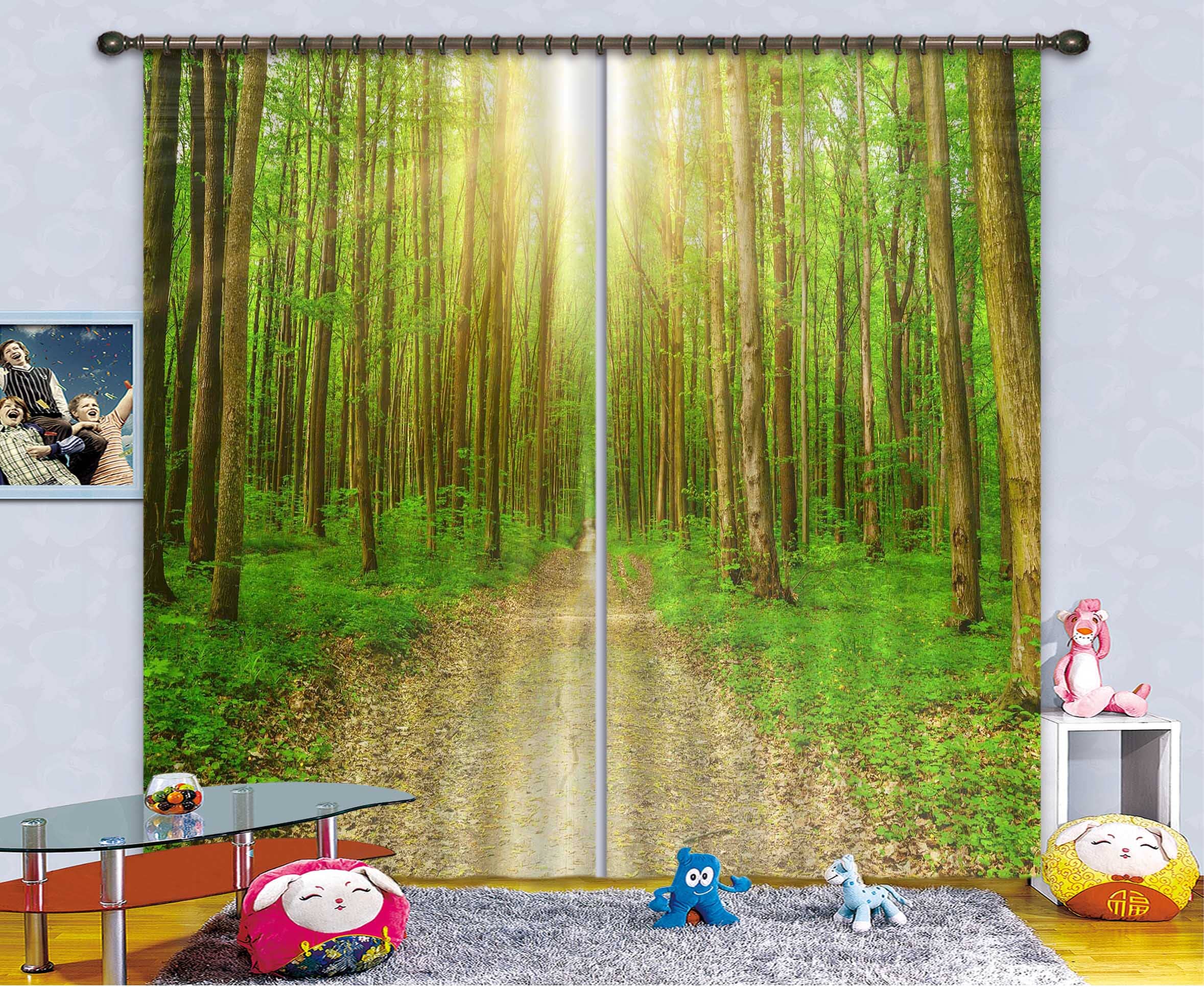 3D Sunny Forest 815 Curtains Drapes Wallpaper AJ Wallpaper 
