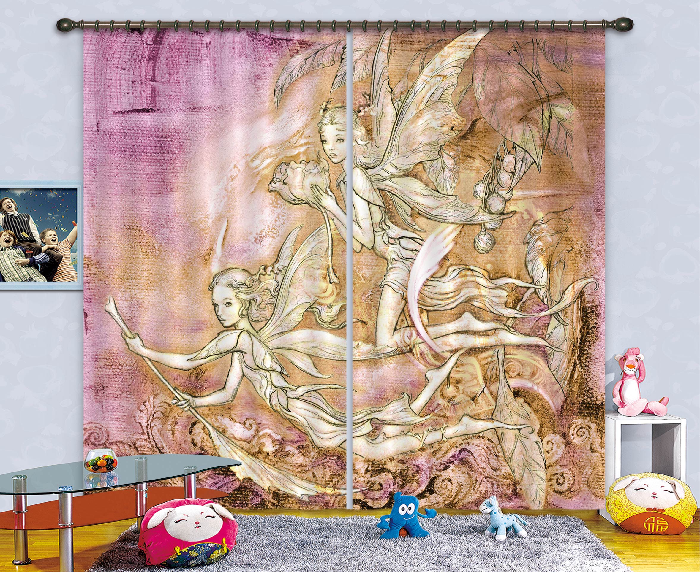 3D Elf Pattern 8006 Ciruelo Curtain Curtains Drapes