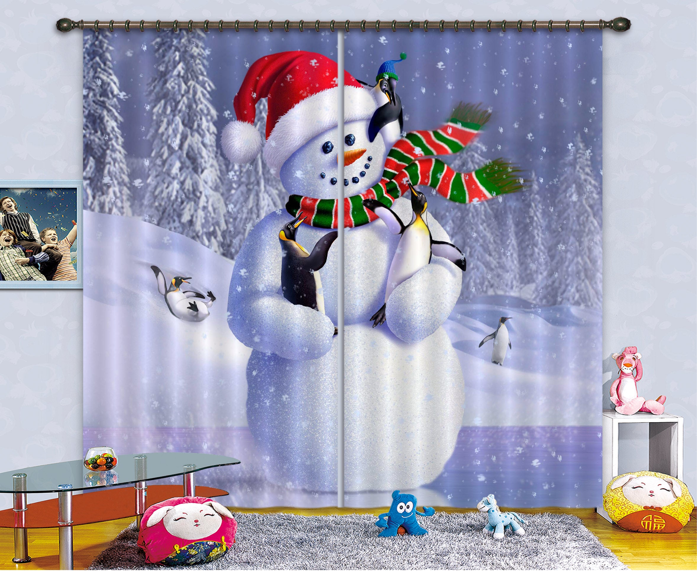 3D Snowman 86097 Jerry LoFaro Curtain Curtains Drapes