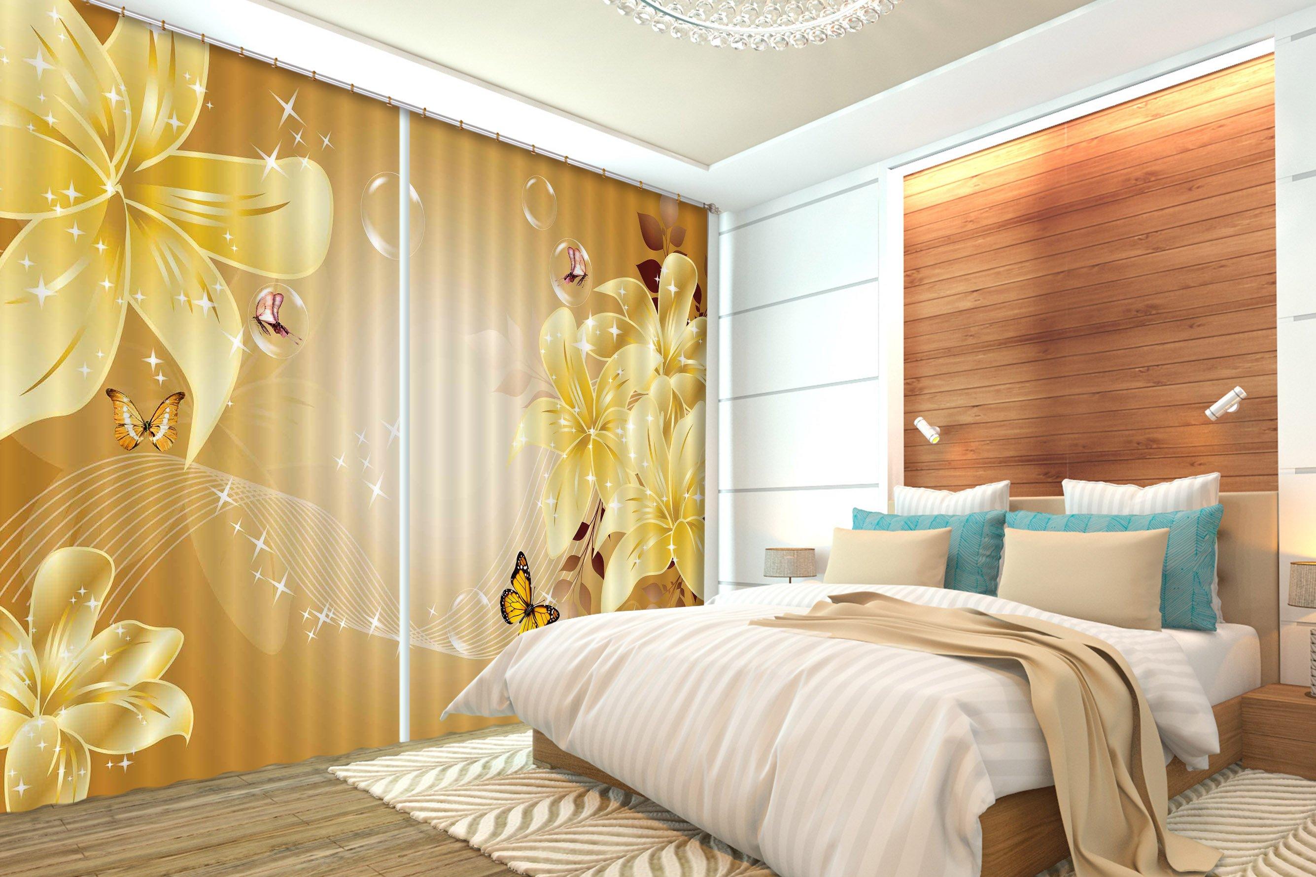 3D Shiny Flowers Butterflies 2256 Curtains Drapes Wallpaper AJ Wallpaper 