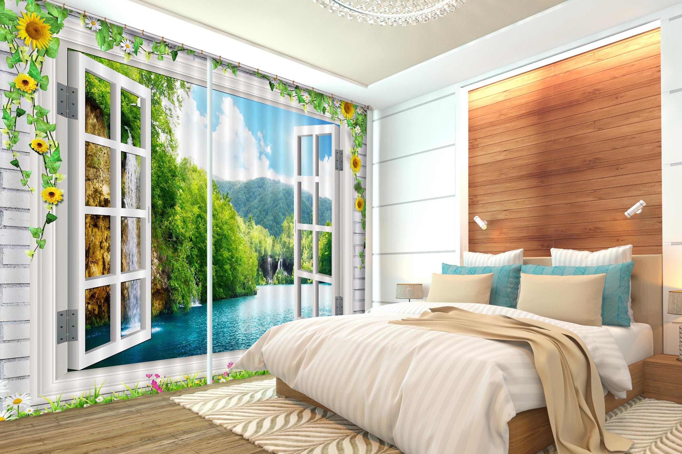 3D Landscape Lake 856 Curtains Drapes Wallpaper AJ Wallpaper 