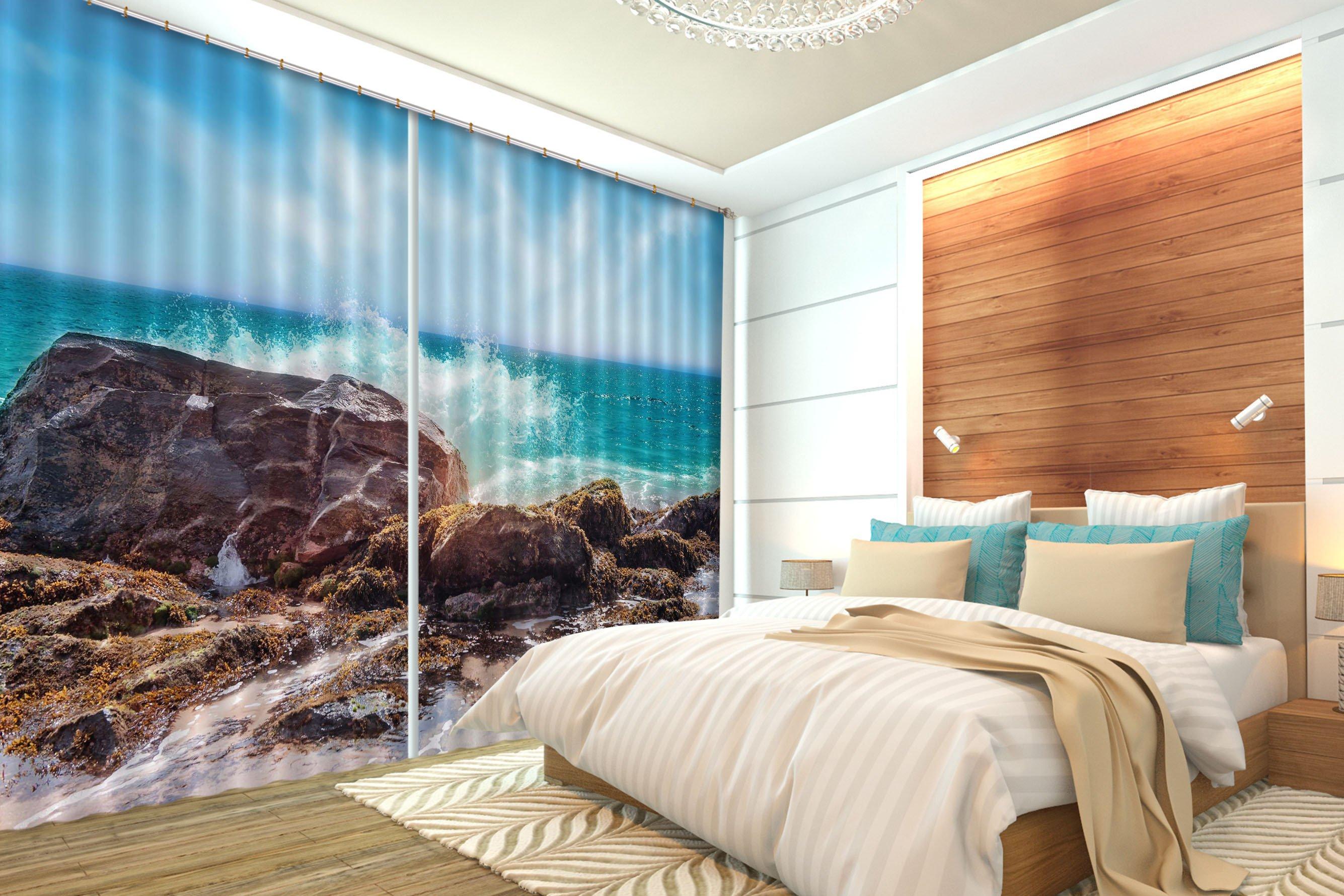 3D Seaside Stones 123 Curtains Drapes Wallpaper AJ Wallpaper 