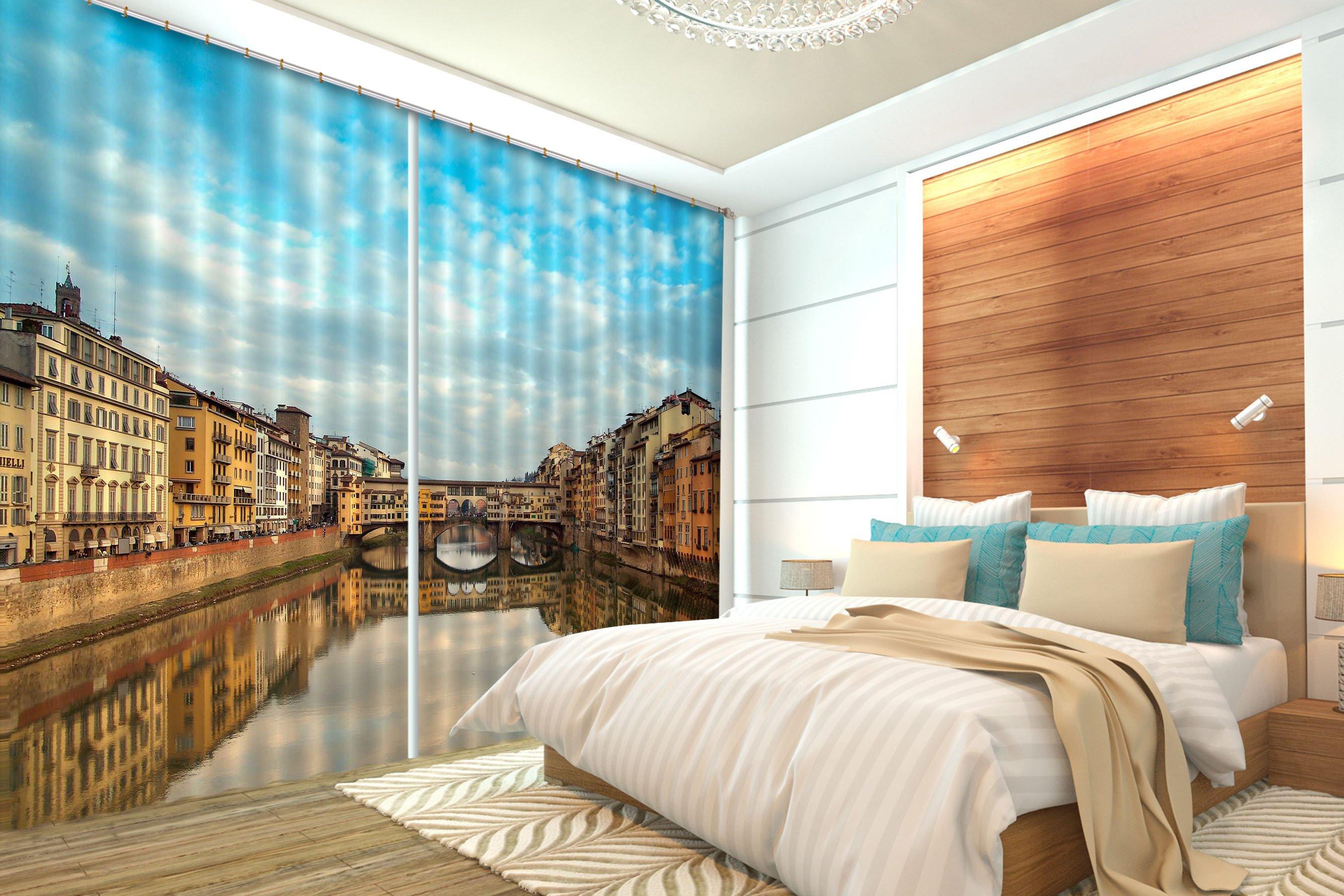 3D City River 398 Curtains Drapes Wallpaper AJ Wallpaper 