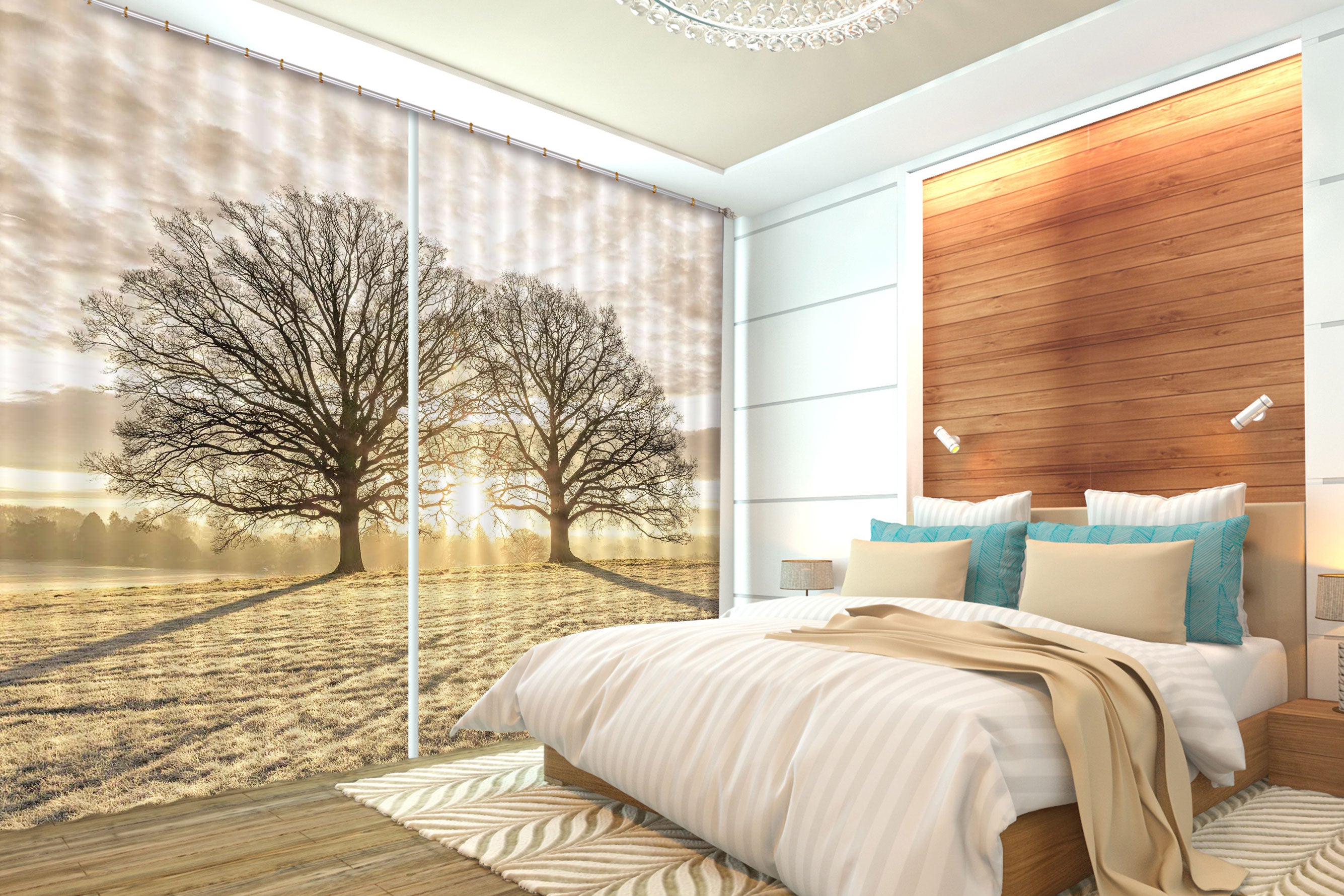 3D Yellow Prairie Tree 086 Assaf Frank Curtain Curtains Drapes