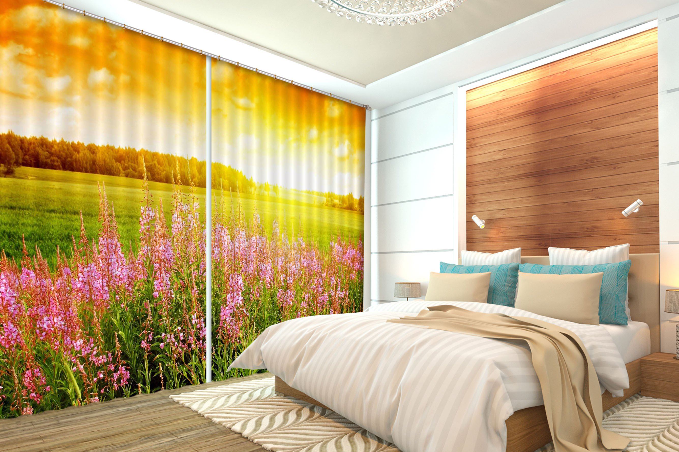 3D Lawn Flowers 440 Curtains Drapes Wallpaper AJ Wallpaper 