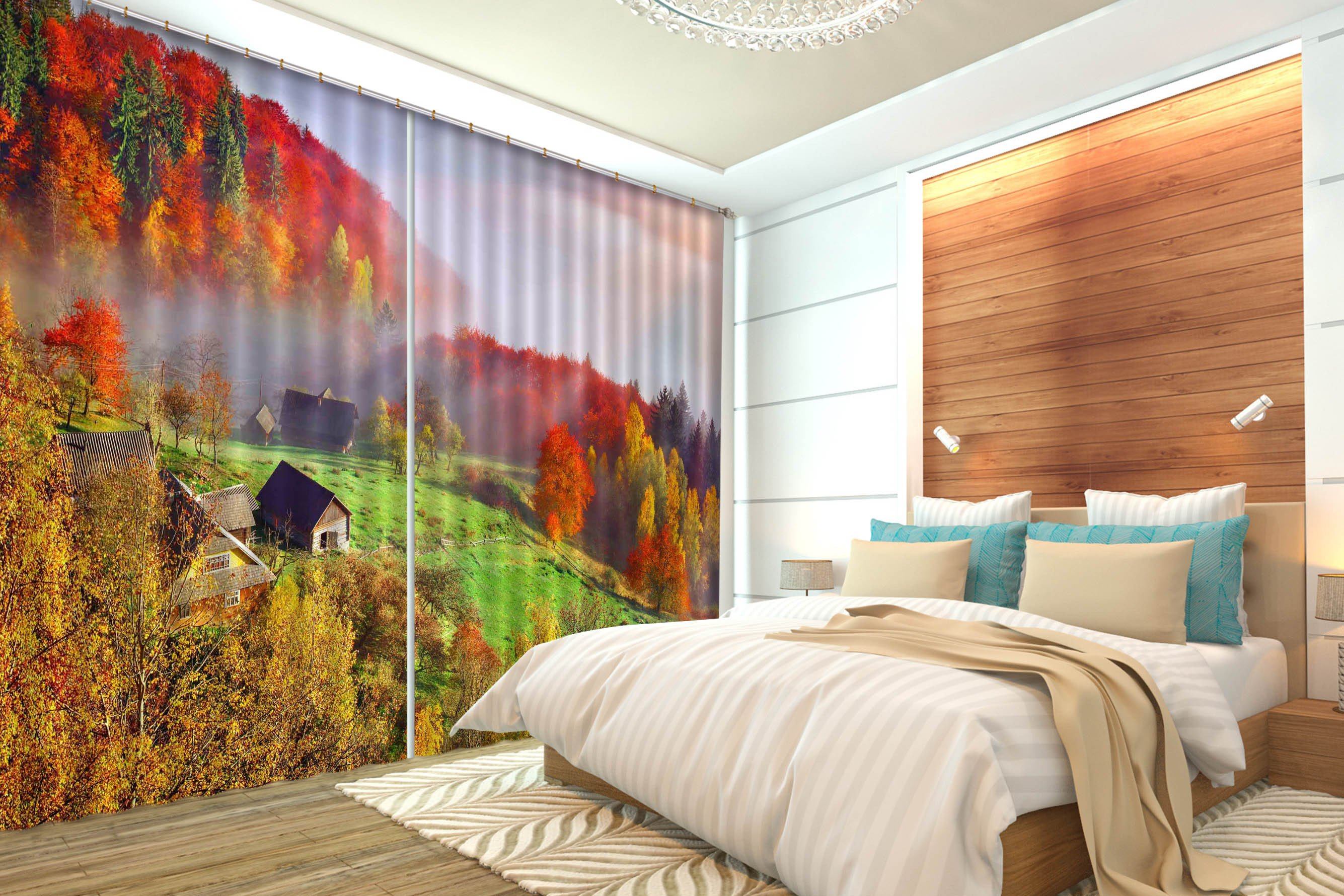 3D Mountain Village Scenery 478 Beach Curtains Drapes Wallpaper AJ Wallpaper 